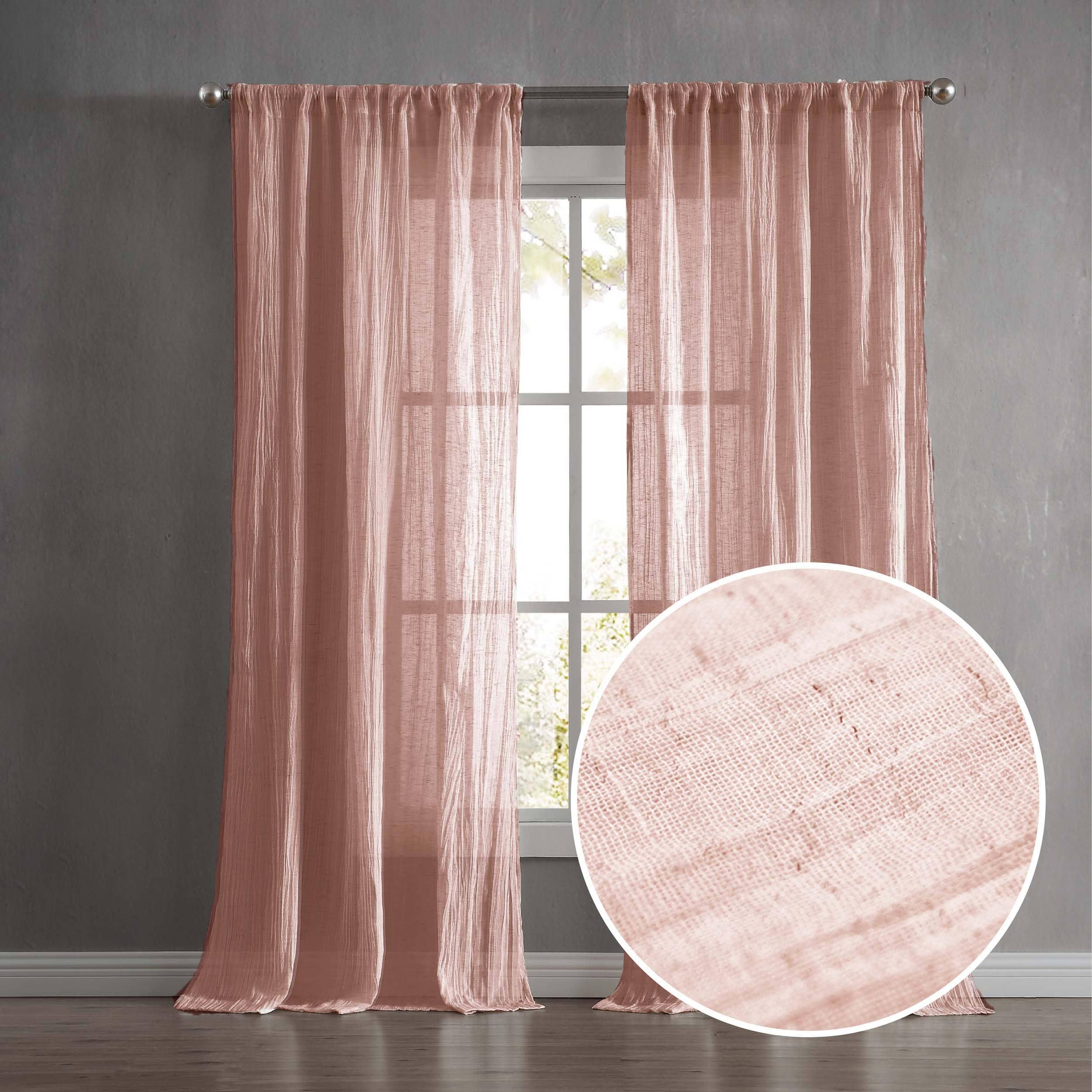 French Connection Charter Crushed Semi-Sheer Rod Pocket Window Curtain Pair, 96