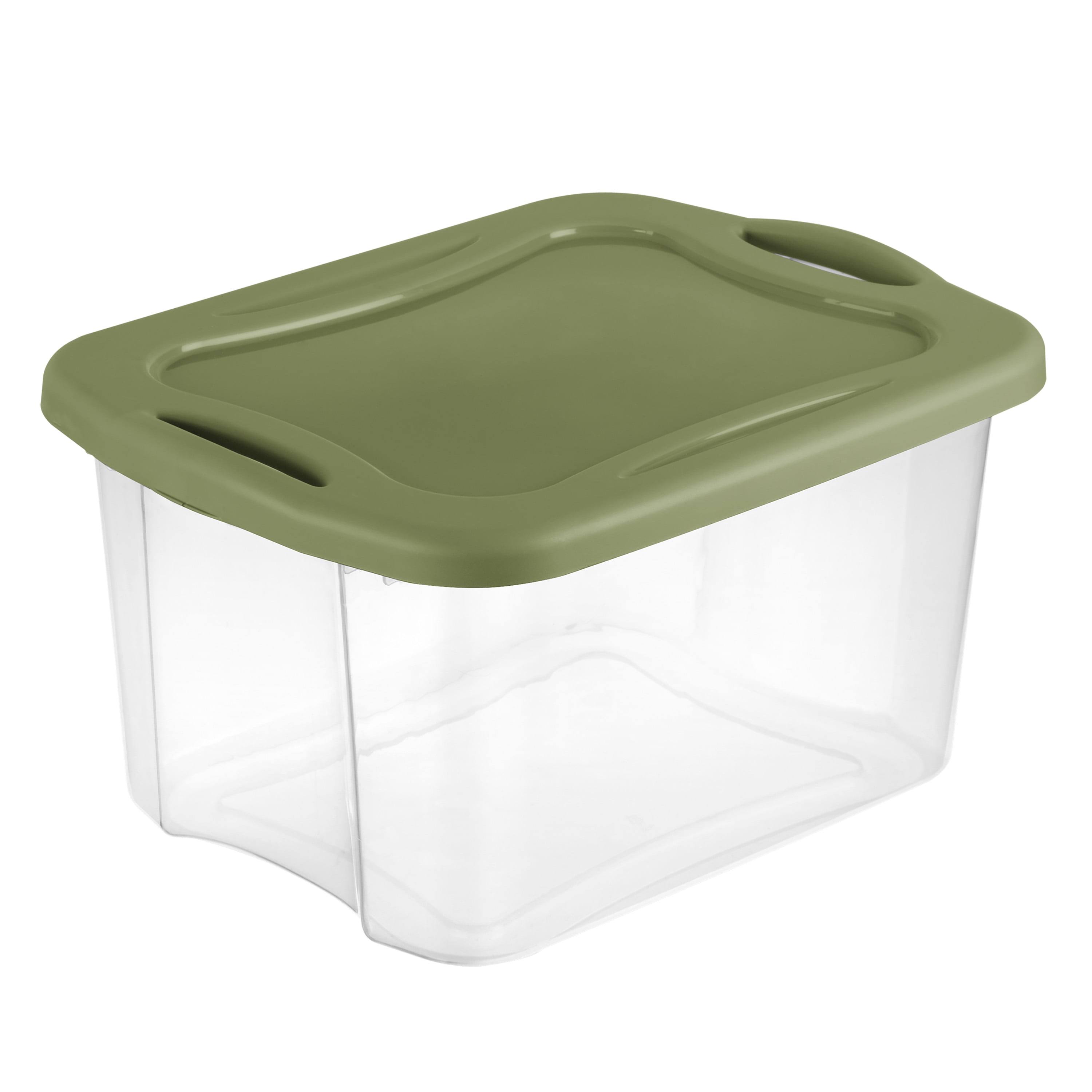 Sterilite EZ Carry Plastic Storage Box - Clear & Sage Legume - 40 qt