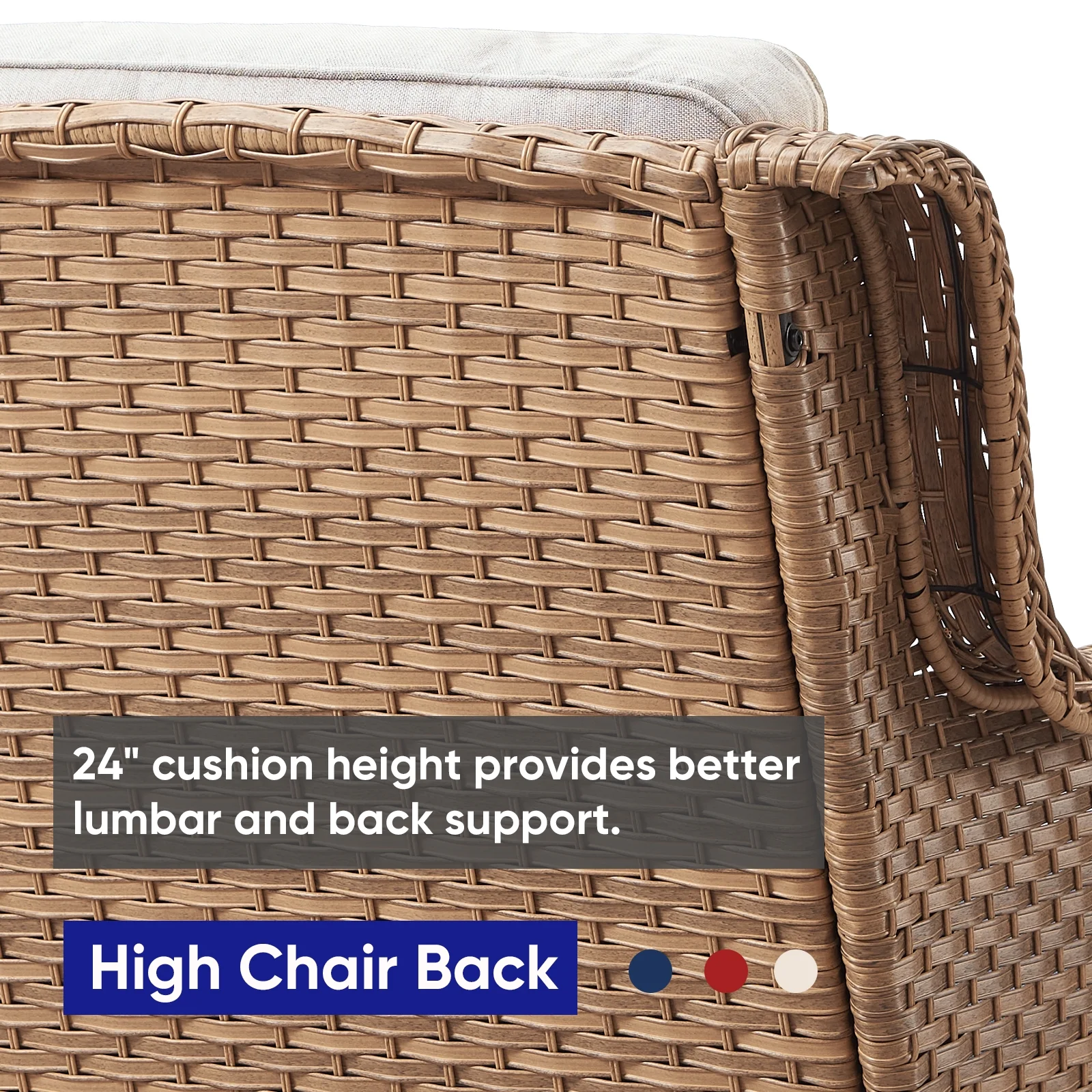 3 Piece Patio Set Outdoor Wicker Glider Rocking and Swivel Chairs with Cushions(Yellow/Beige) - Image 8