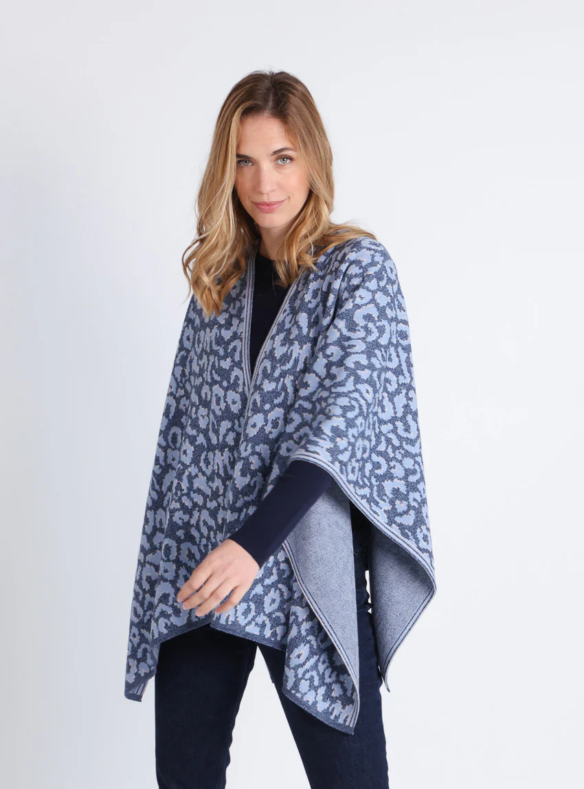 Étole femme en laine bleu