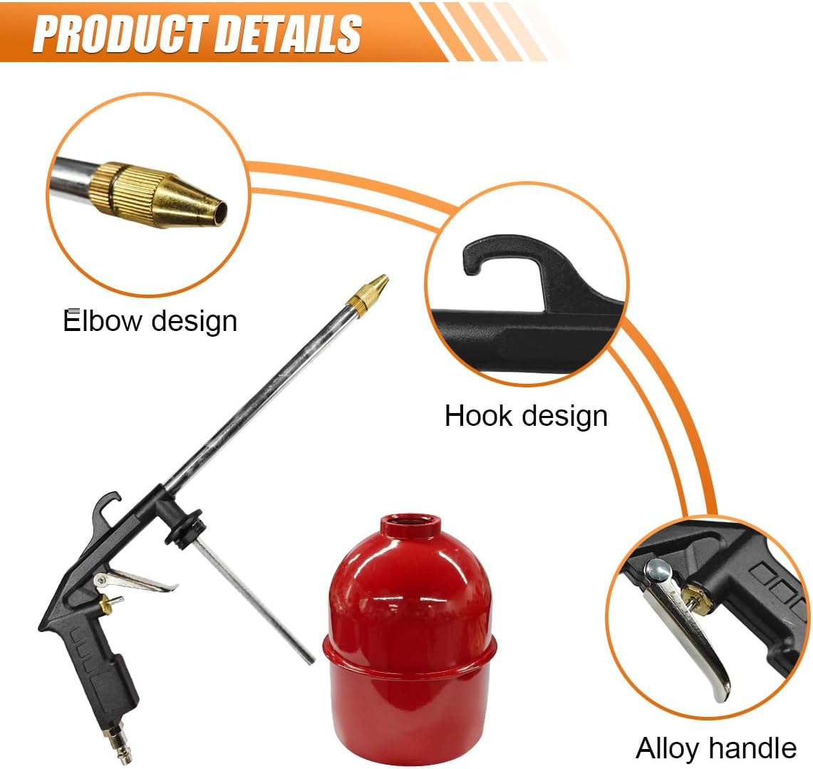 Car Air Engine Cleaning Spray Gun, High-Pressure Air Nozzle Blow Gun with 1-Liter Metal Jug, Pneumatic Dust Cleaner Sprayer Tool, Siphon Vehicle Engine Bay Wash Spray Kit (Red)
