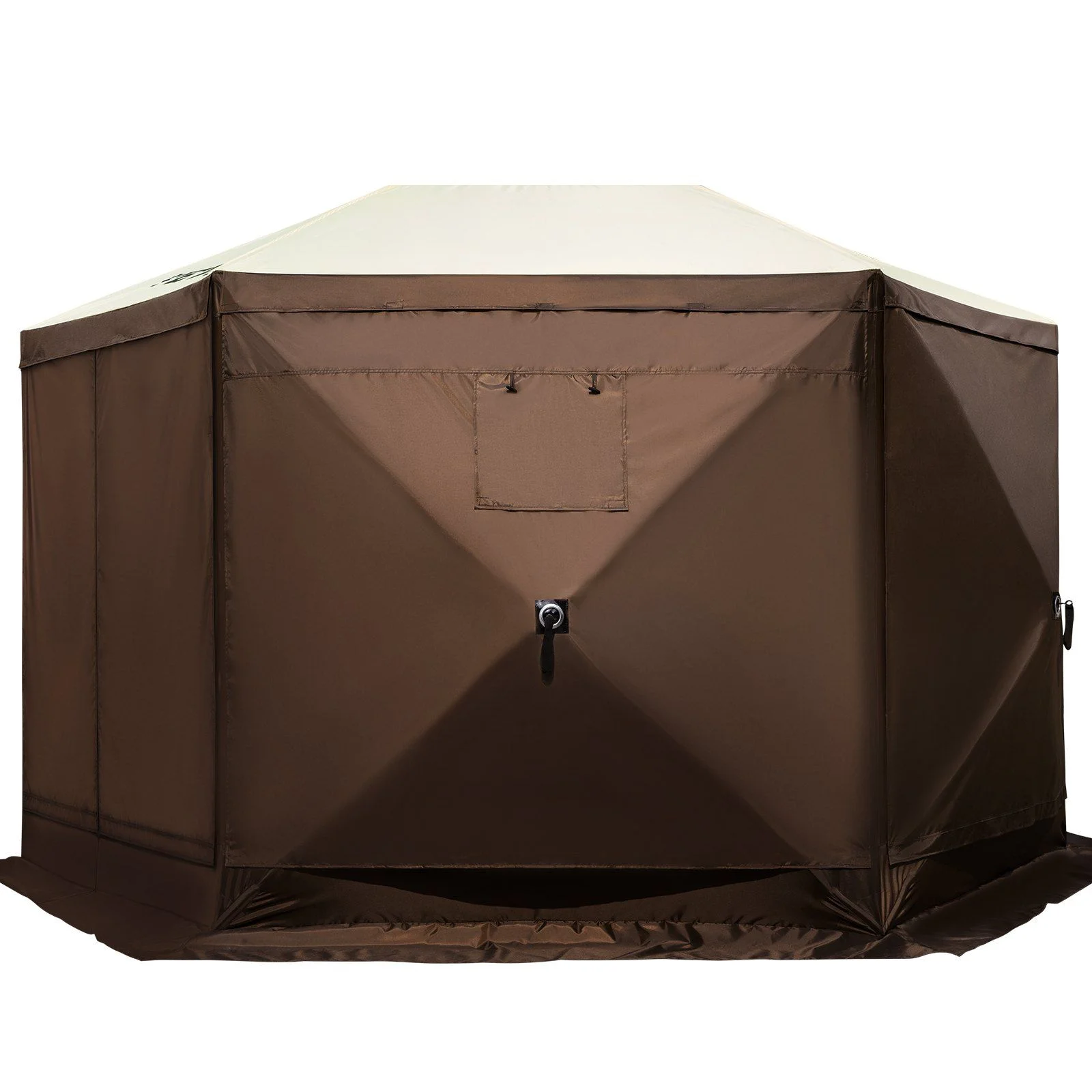 Quick Setup 12x12 Foot Gazebo Tent, 6-Sided Canopy with Mesh Screens Carry Bag �?Sun Shade Shelter for Outdoor Events, Backyard, Picnic (Beige/Brown) - Image 7
