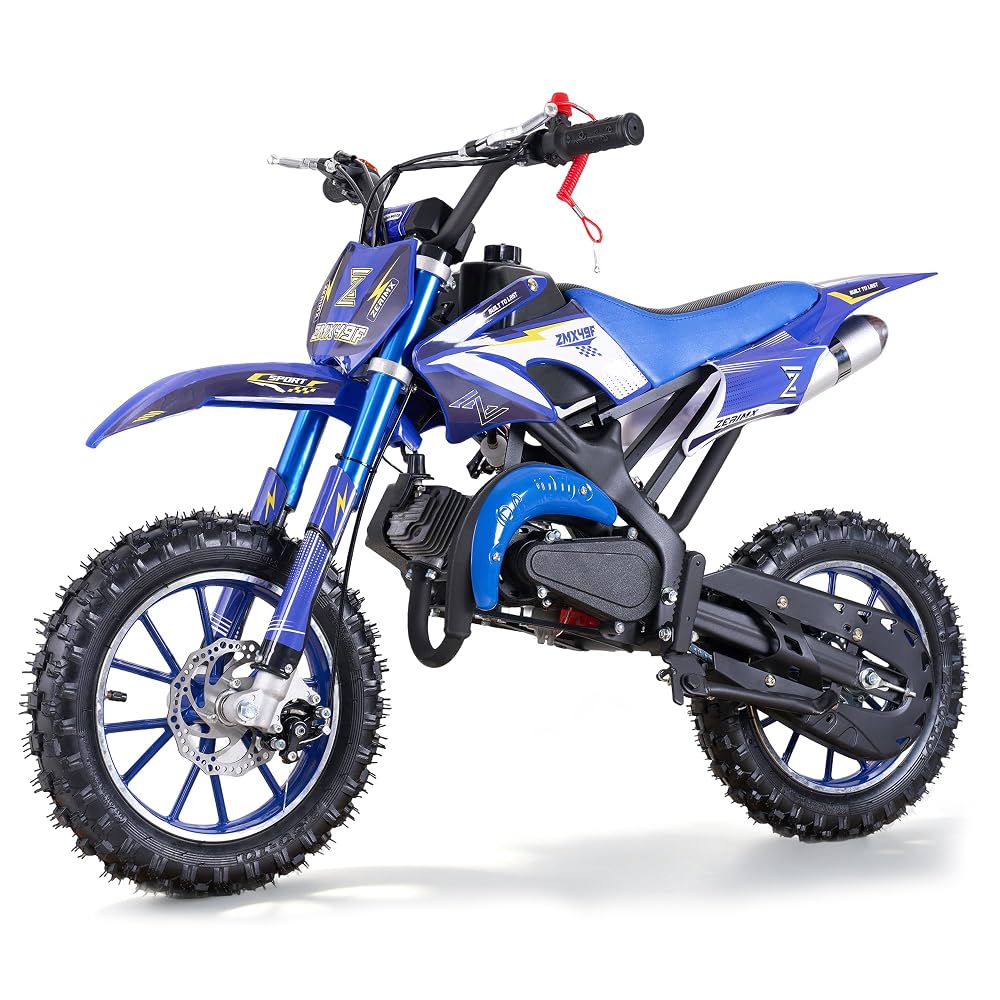 50cc Kids Dirt Bike, 2-Stroke Gas Powered Mini Dirt Bike for Kids 8–14, Off-Road Gas Dirt Bike with Disc Brakes, 2.50-10 Tires, Pull Start