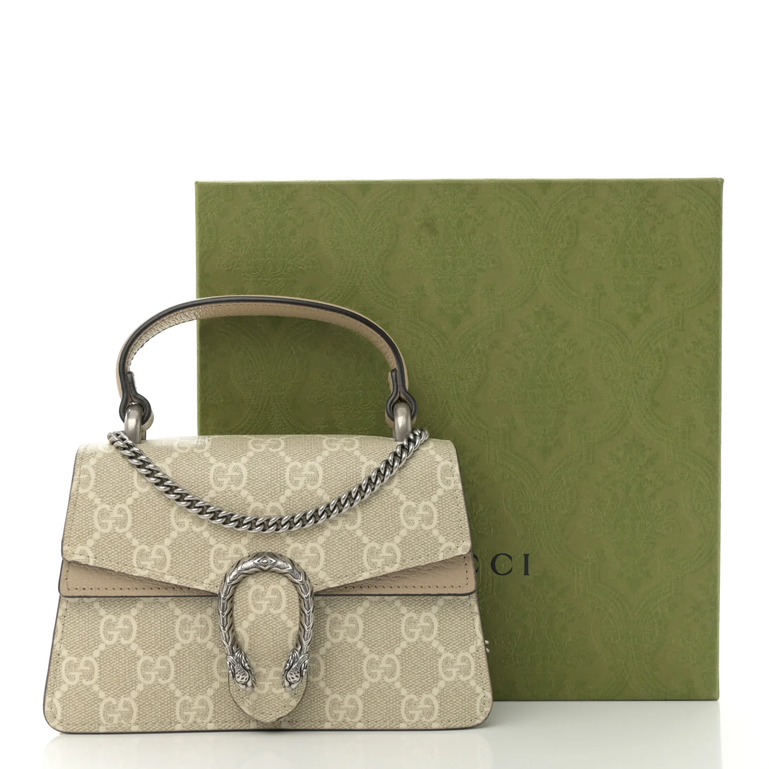 GG Supreme Monogram Mini Dionysus Top Handle Bag Beige Mystic White Oatmeal