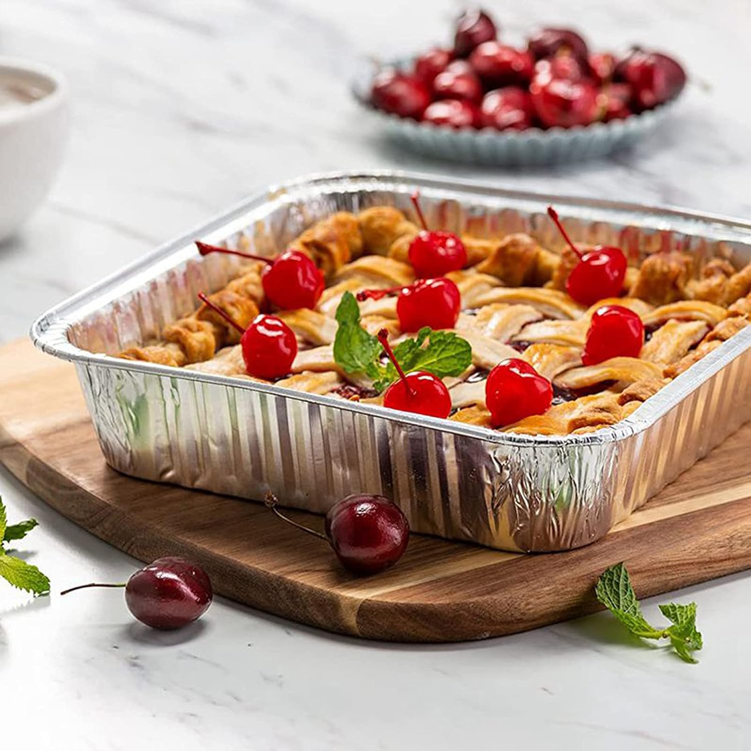 20 Pack Disposable Aluminum Pans with Clear Lids, 8x8 Foil Baking Pan
