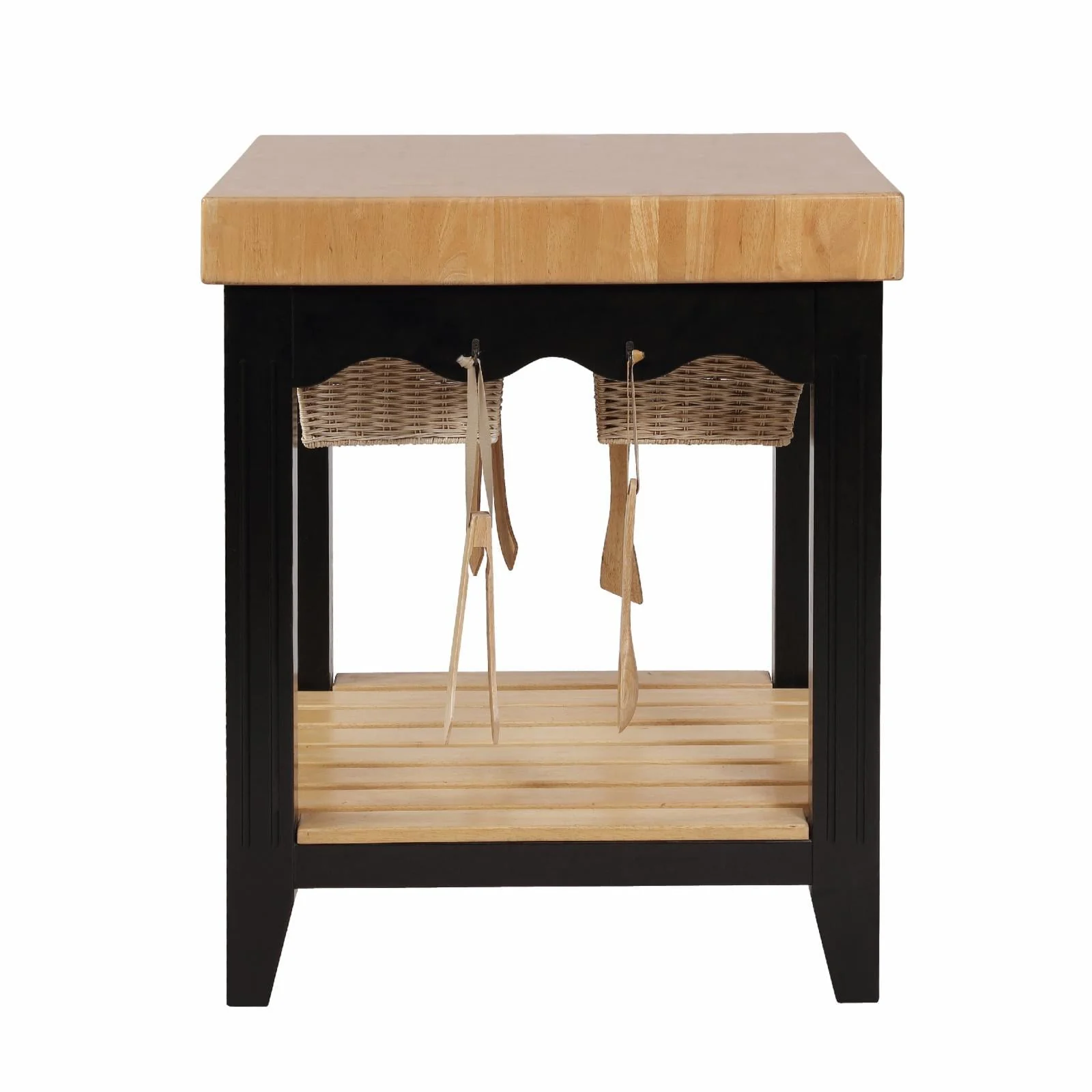 Kolton Square Kitchen Island, Black and Natural with Butcher Block Top(Black and Natural with Butcher Block Top) Image 6
