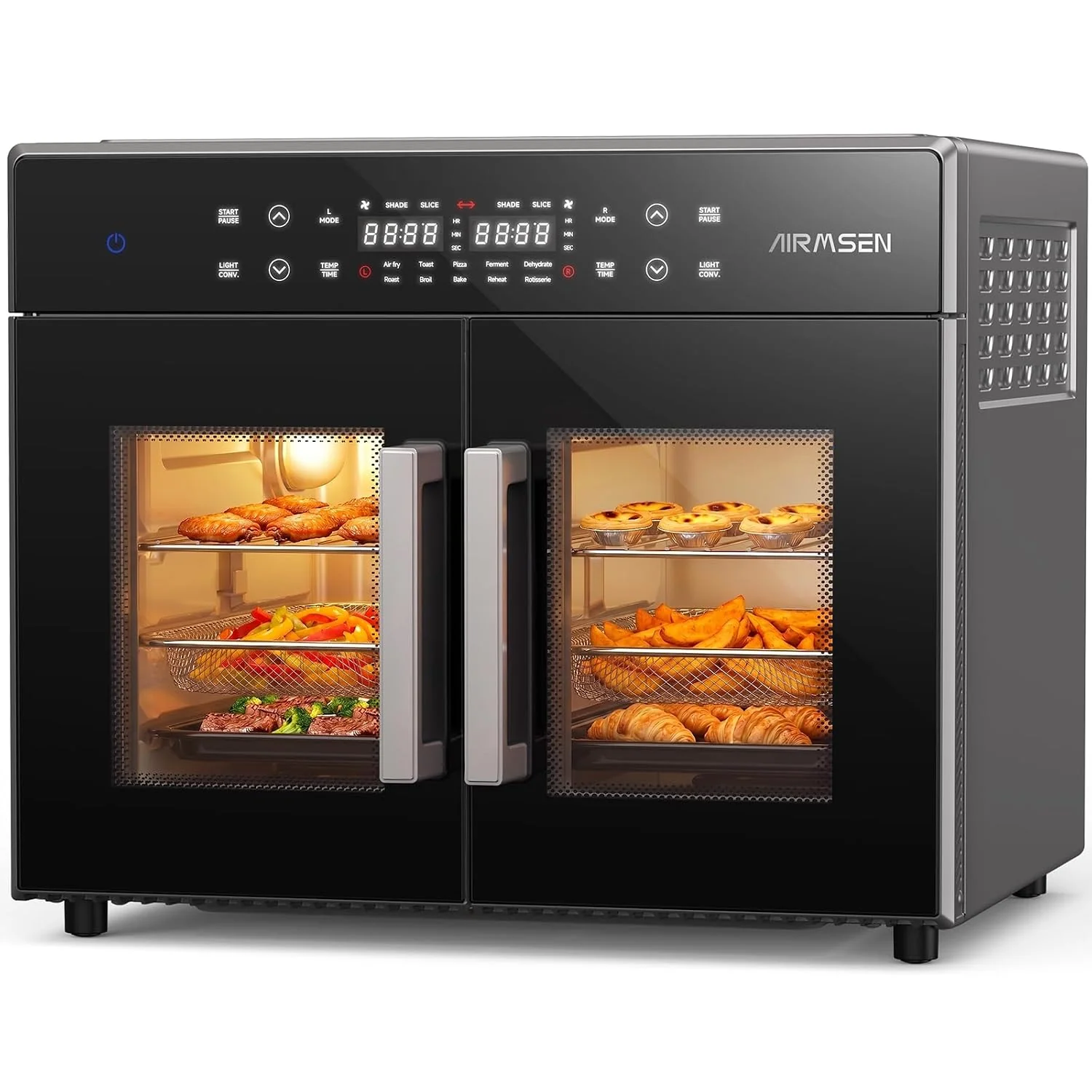 AIRMSEN French Door Dual Zone Air Fryer Toaster Oven Combo, 32QT Capacity
