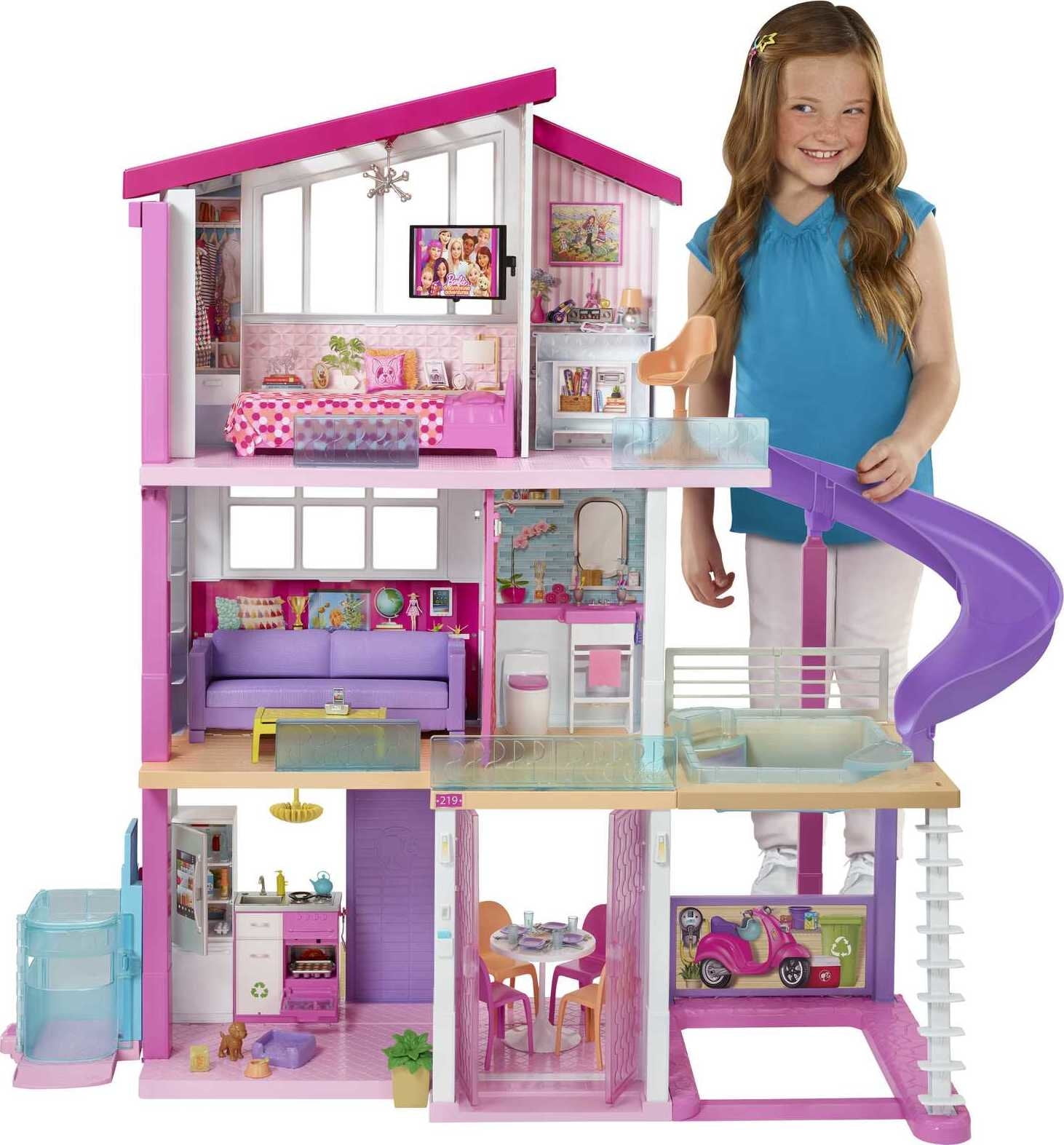 Maison de poupée Barbie DreamHouse avec ascenseur, piscine, lumières et plus de 70 accessoires – Coffret de jeu à 3 étages