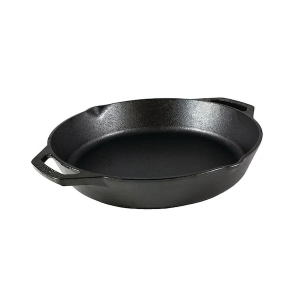12 in Cast Iron Skillet in Black with Dual Handles