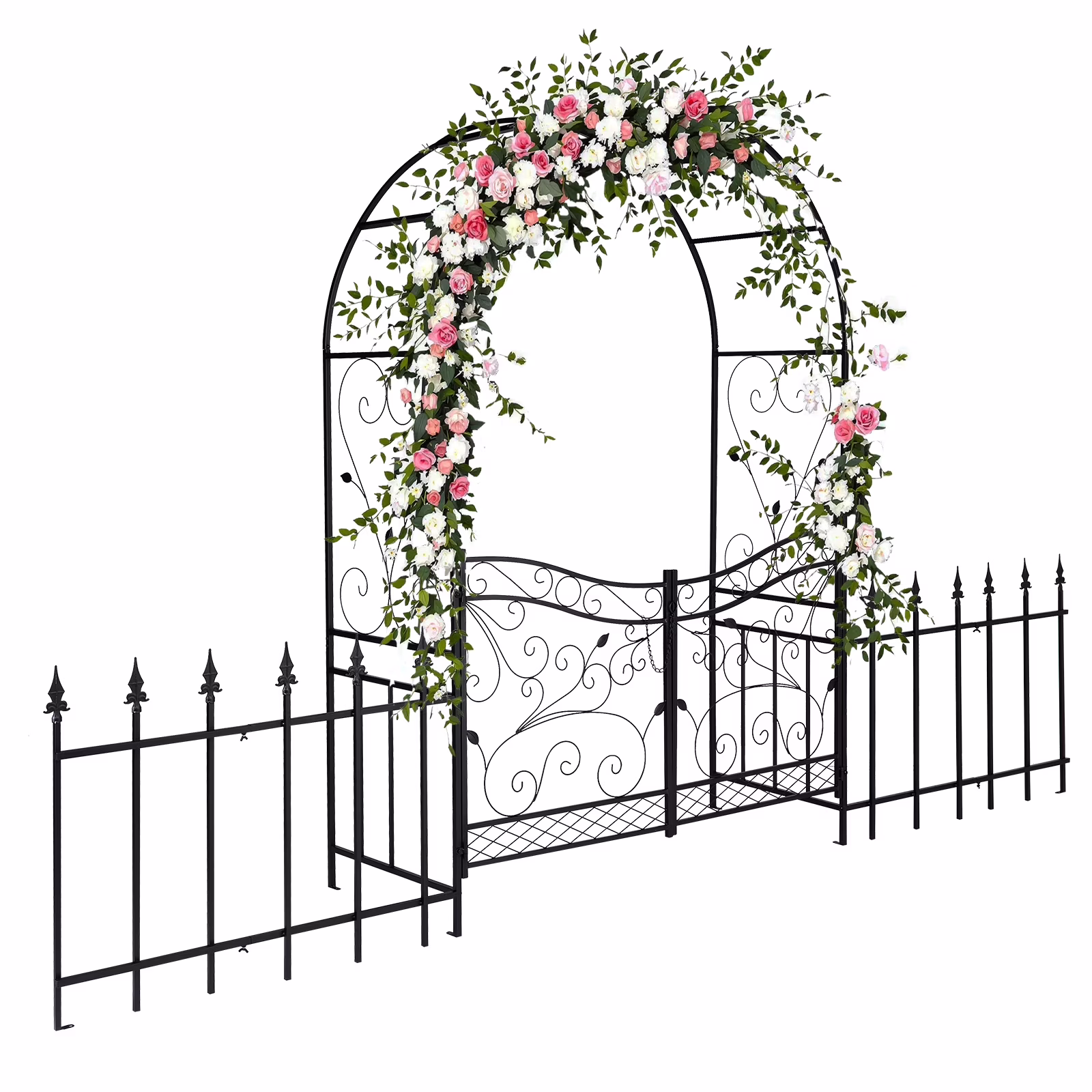 Ktaxon Garden Arch, Iron Arch for Climbing Plants, 7.2 FT Garden Arch with Seat Weather - Resistant, Black