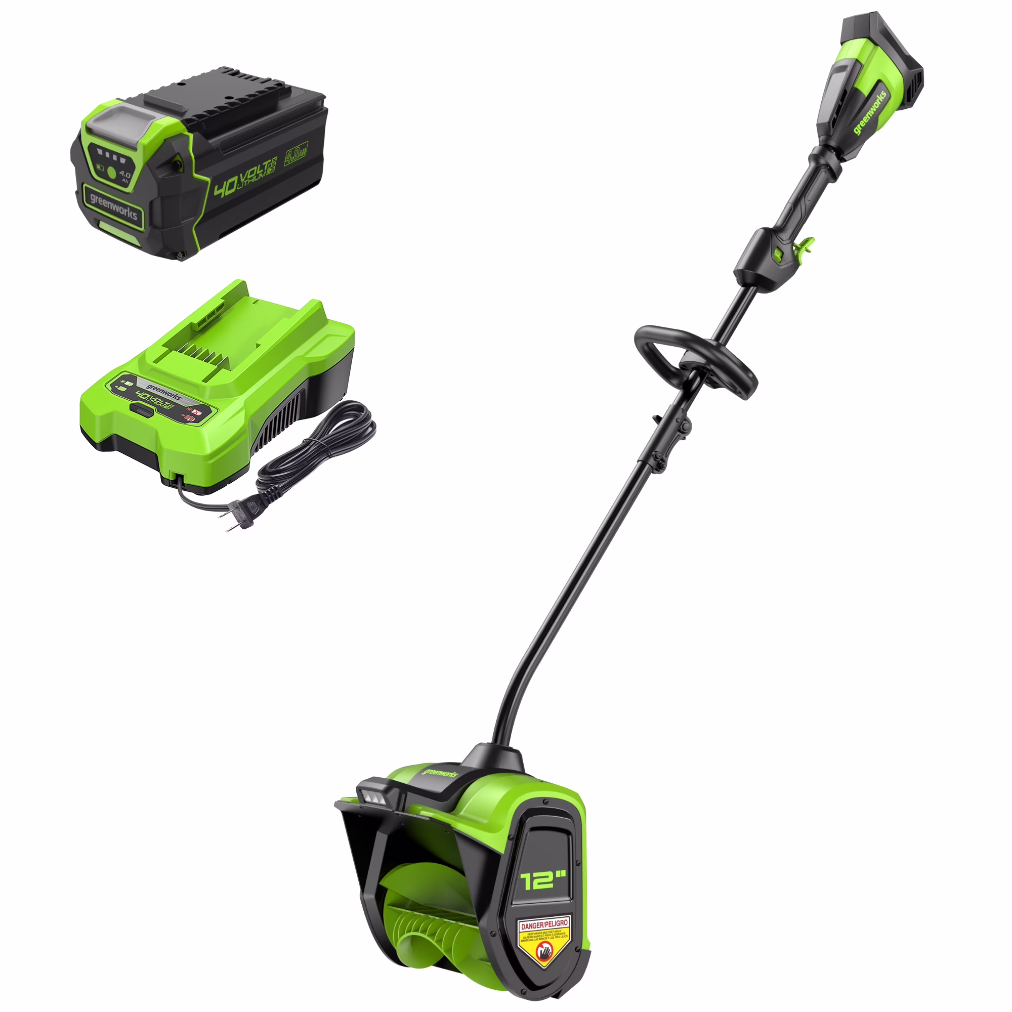 40V 12" Brushless Cordless Snow Shovel with LED Light, 4.0Ah Battery and Charger Included