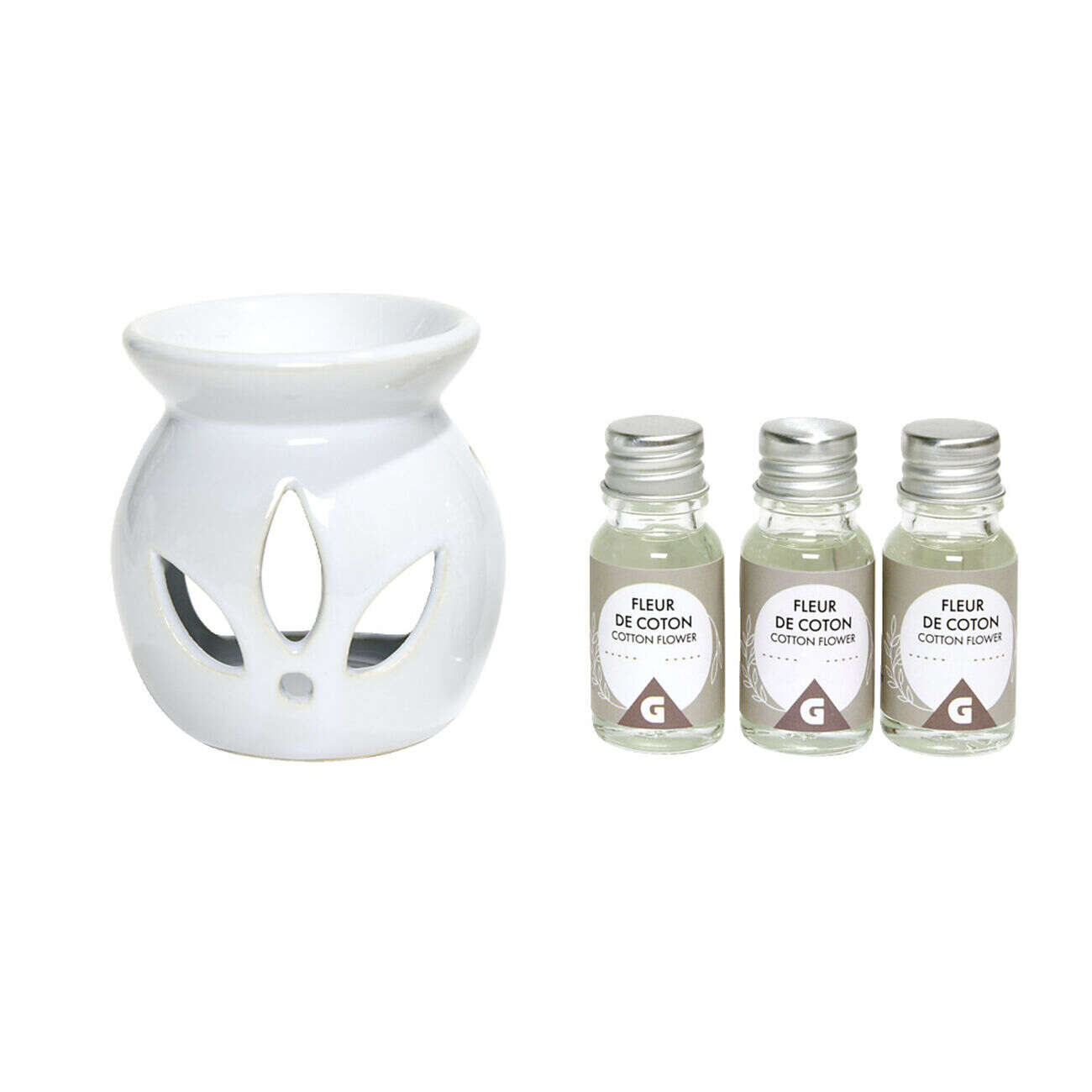 Set de brûleur et 3 huiles essentielles - 4 parfums