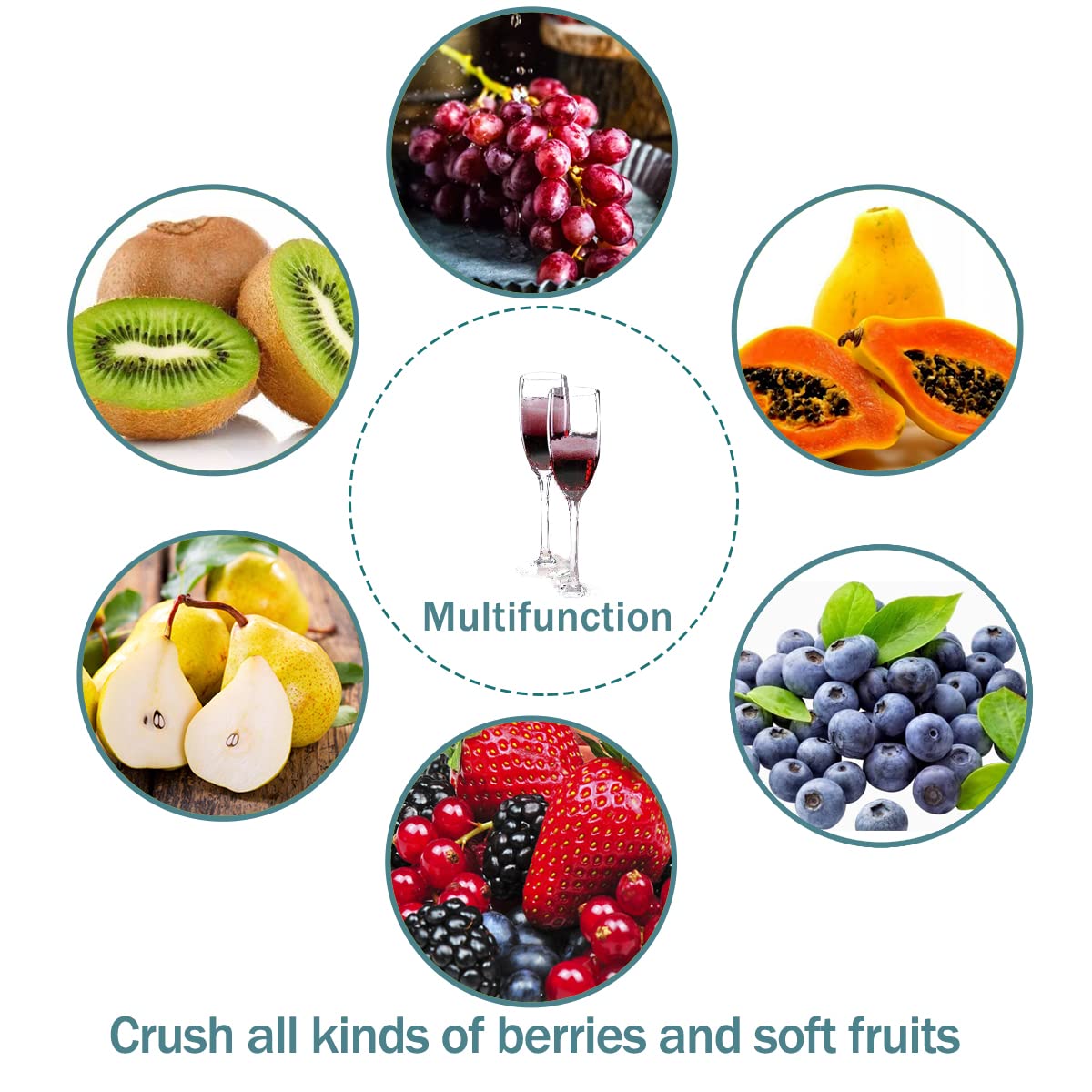 Fruit Apple Wine Classic Crusher With Stand -7 Litre/1.8Gallon Manual Grinder- Large Stainless Steel-Red