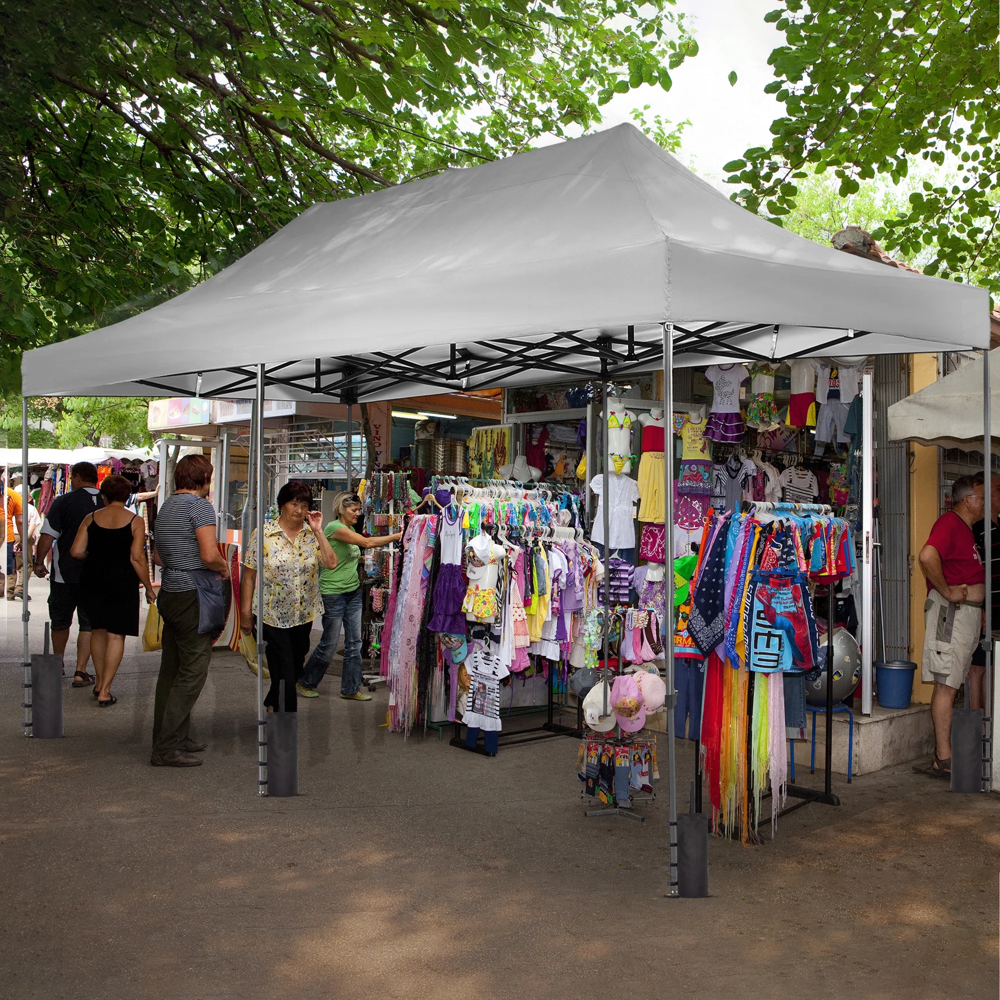 10x20 Heavy Duty Pop up Canopy Tent with Weighted Sandbags,Outdoor Shade Instant Folding Event Gazebo with Wheeled Bags,White(White/Sandbags) - Image 6