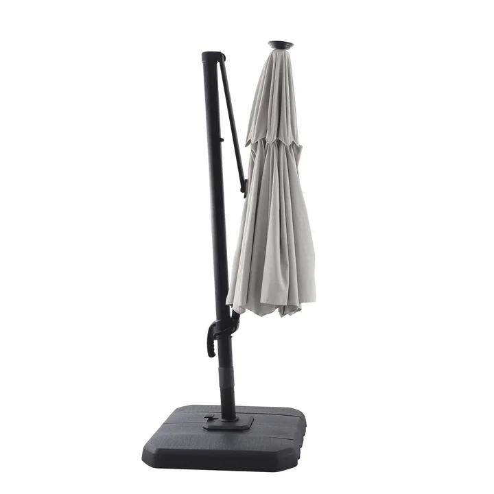 Better Homes & Gardens 12' x 11' 8-Rib Gray Octagonal Outdoor Patio Umbrella and Weighted Base