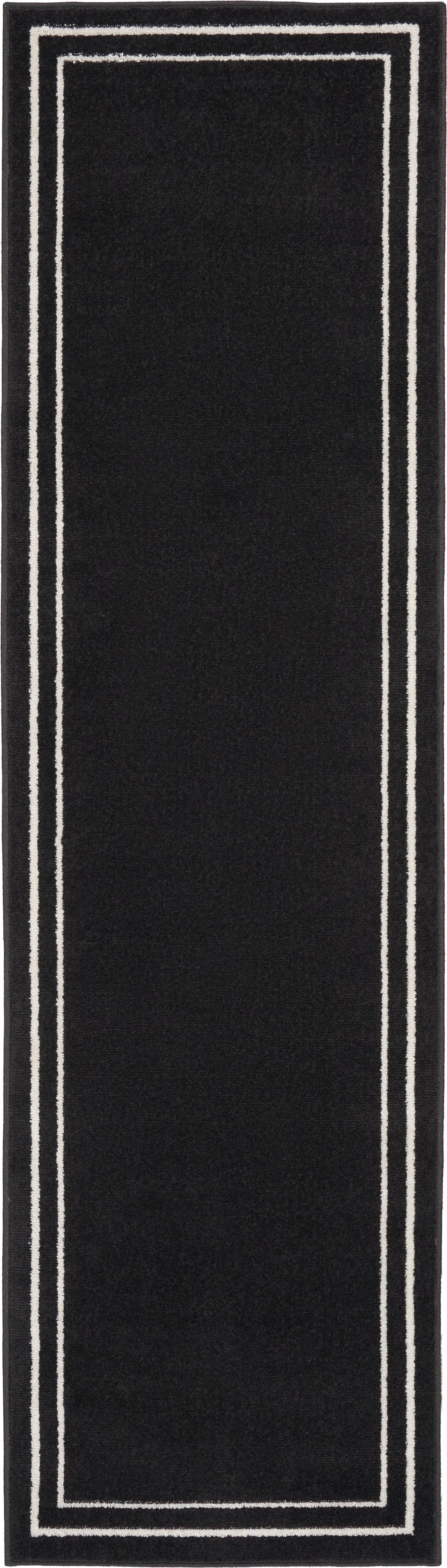Nourison Essentials - NRE02 Black Ivory Area Rug 2 ft. x 6 ft. Runner