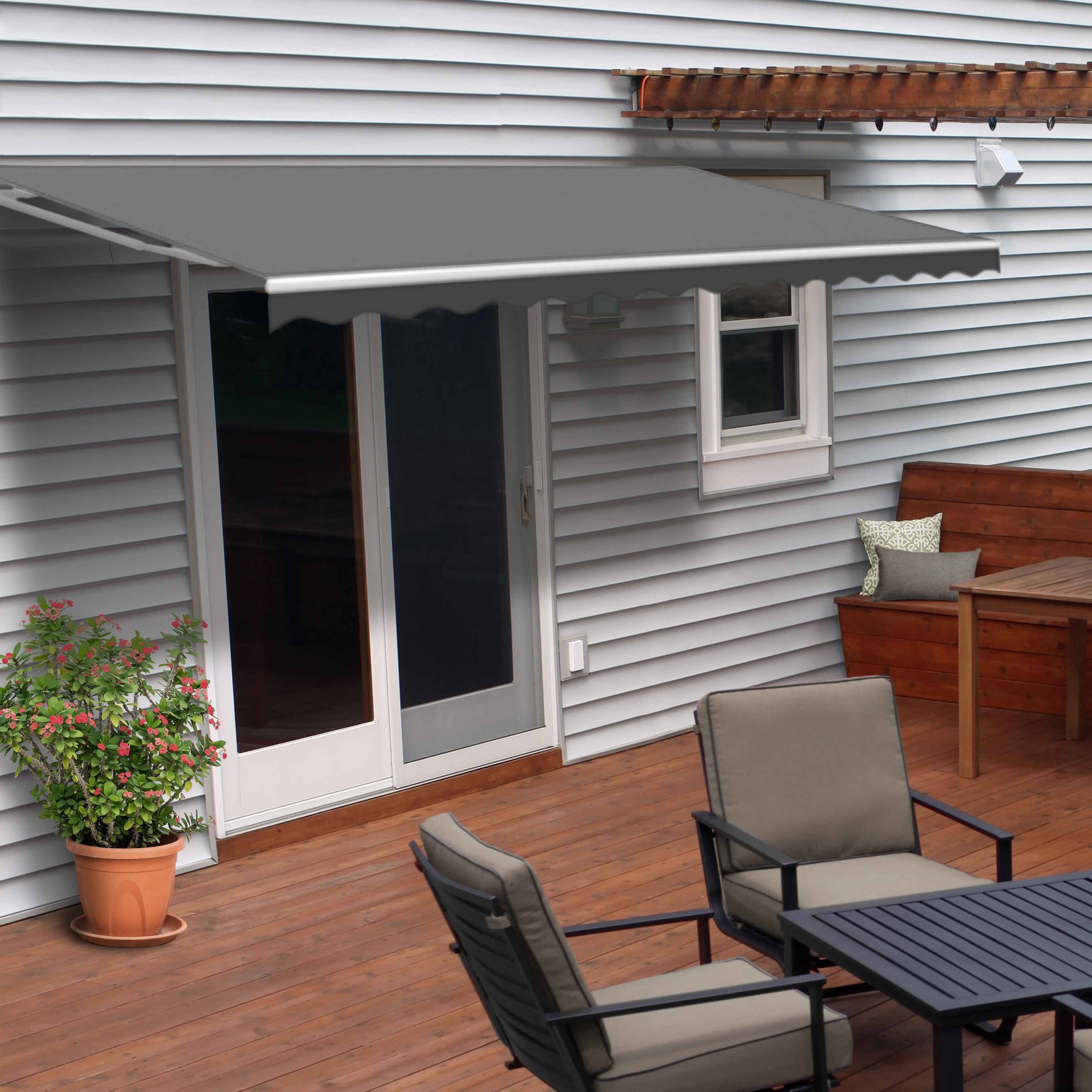 Aleko Motorized Retractable Patio Awning - 10x8 Feet - Gray
