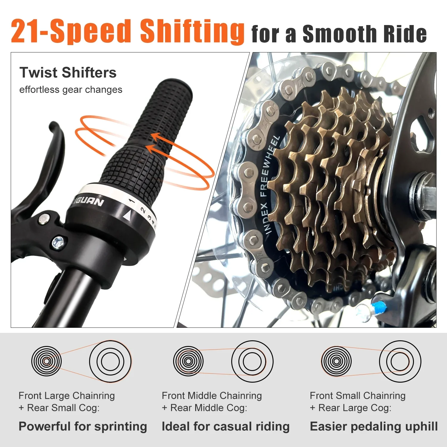 Mountain Bike for Men/Women, 27.5 Sizes, 21-Speed Twist Shifting, Disc Brakes, Adult MTB Bicycle with Suspension Fork, Easy Assembly, Ideal for Adventurers, Black(L8)