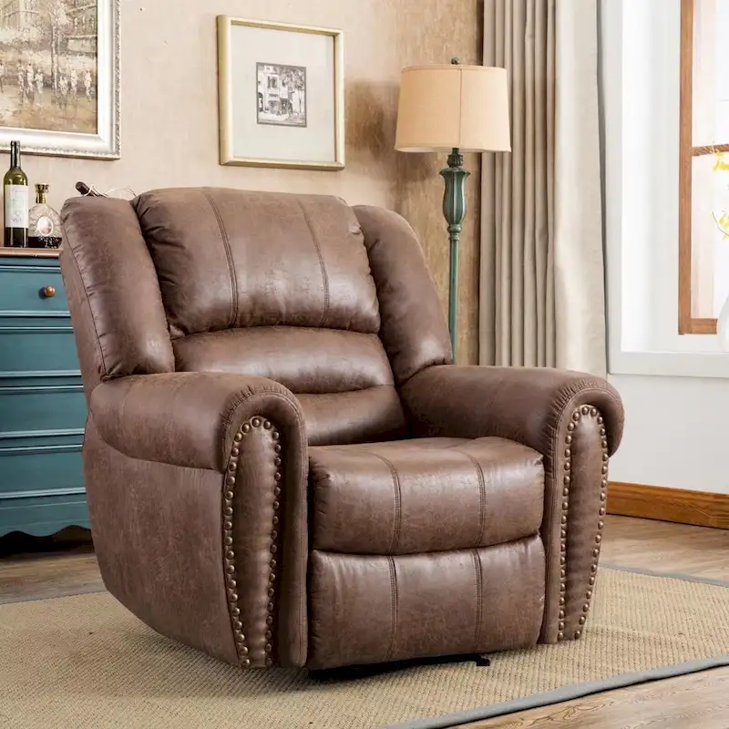 Manual Recliner Chair with Padded Armrests