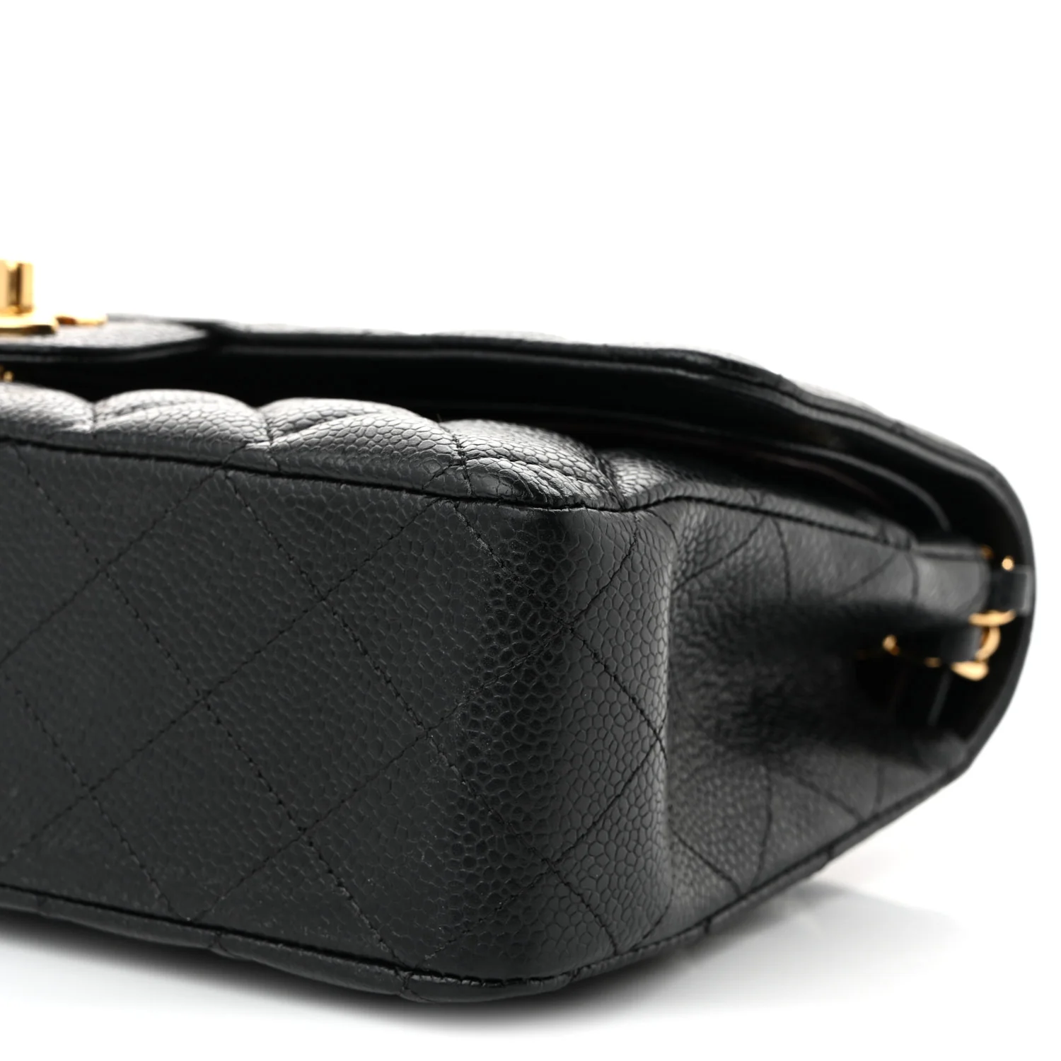 Caviar Quilted Medium Double Flap Black