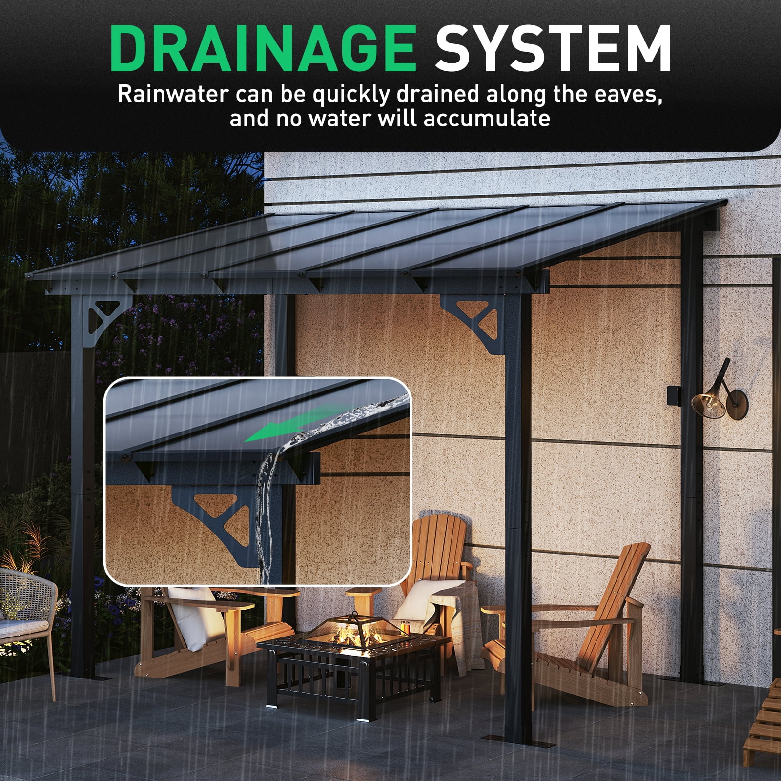 8' x 5' Gazebo for Patio, Gazebo Pergola with Sloped Roof, Grill Gazebo Large Wall-Mounted Heavy Duty Awnings, for Backyard, Deck, Patio(8 x 5) - Image 8