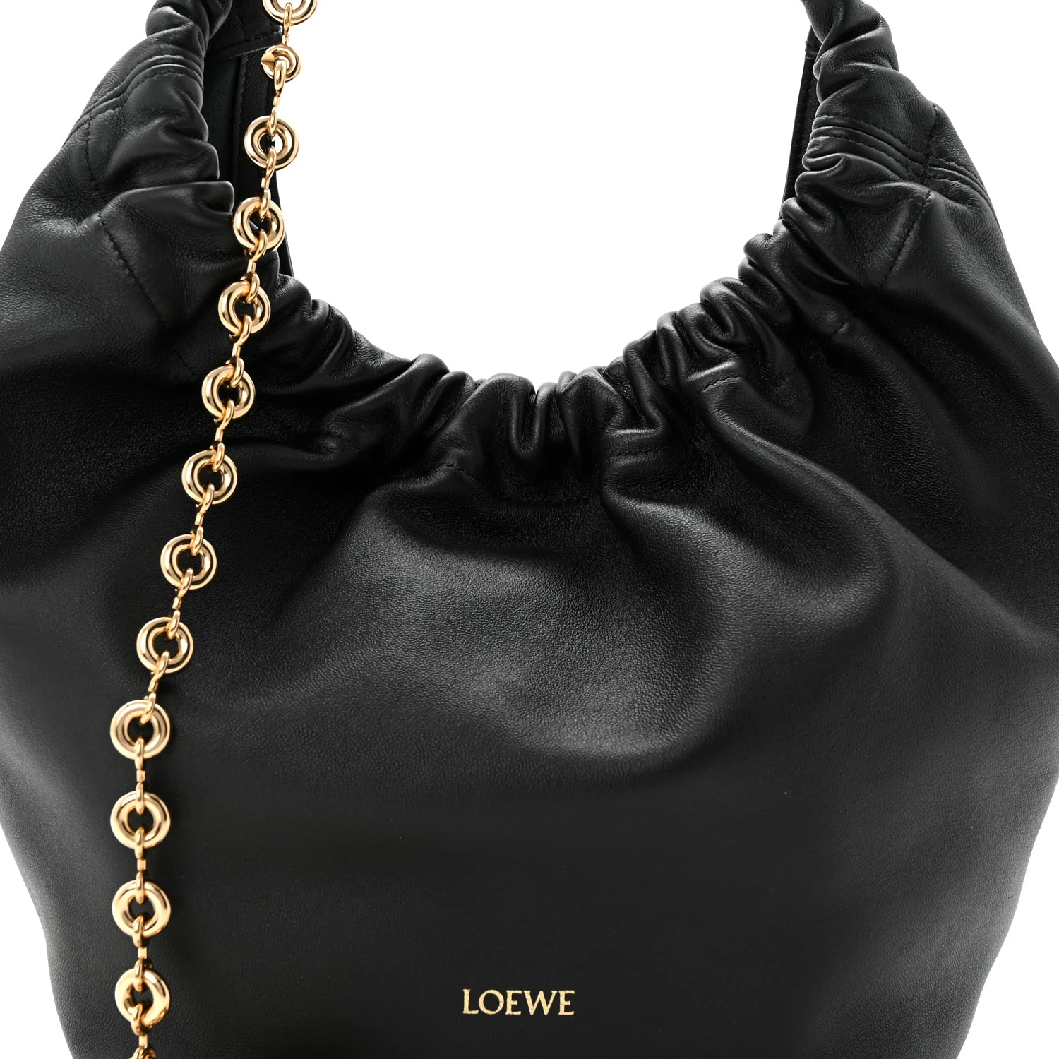 Buttery Nappa Lambskin Small Squeeze Bag Black