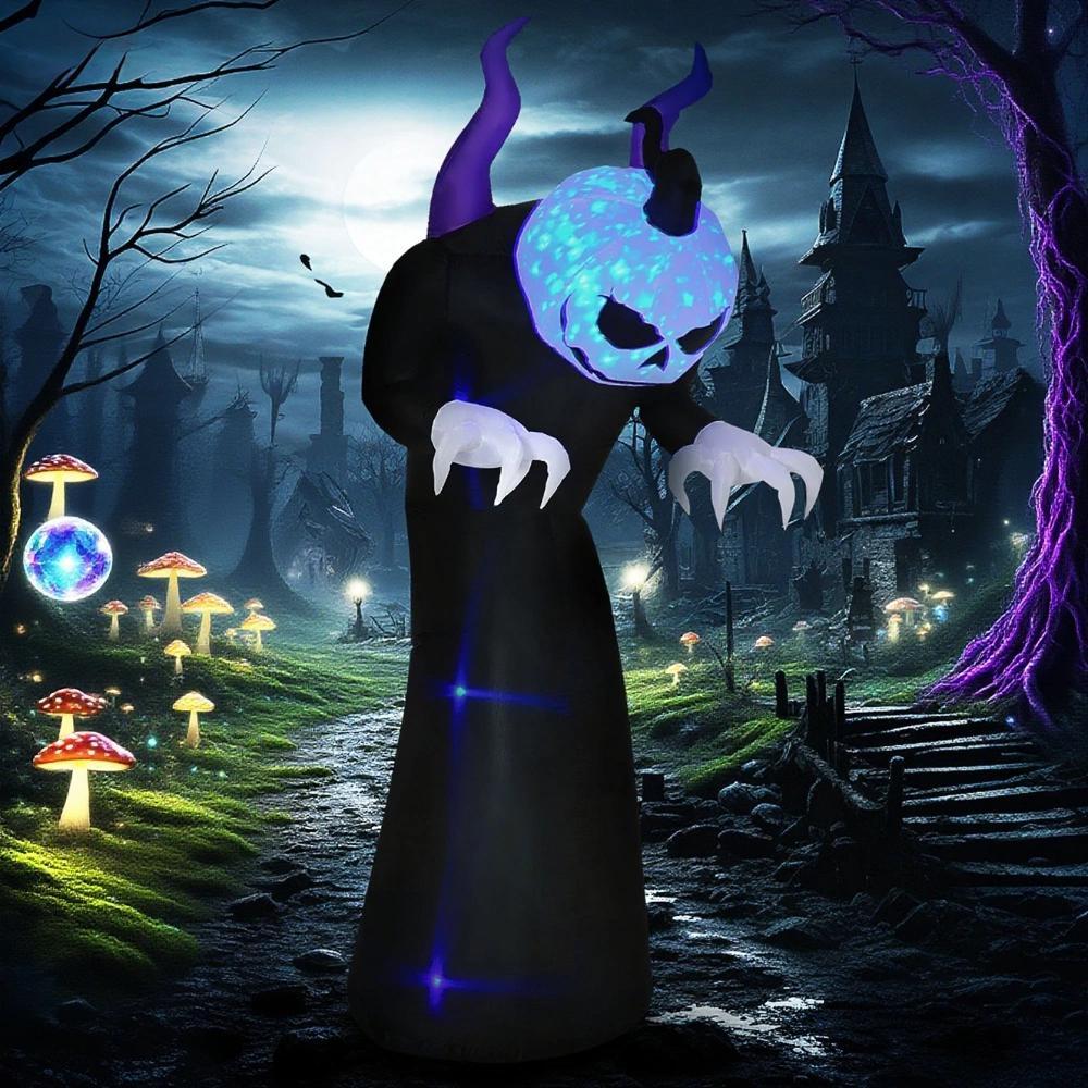 AECOJOY Halloween Inflatables Outdoor Decorations Pumpkin Reaper Decoration