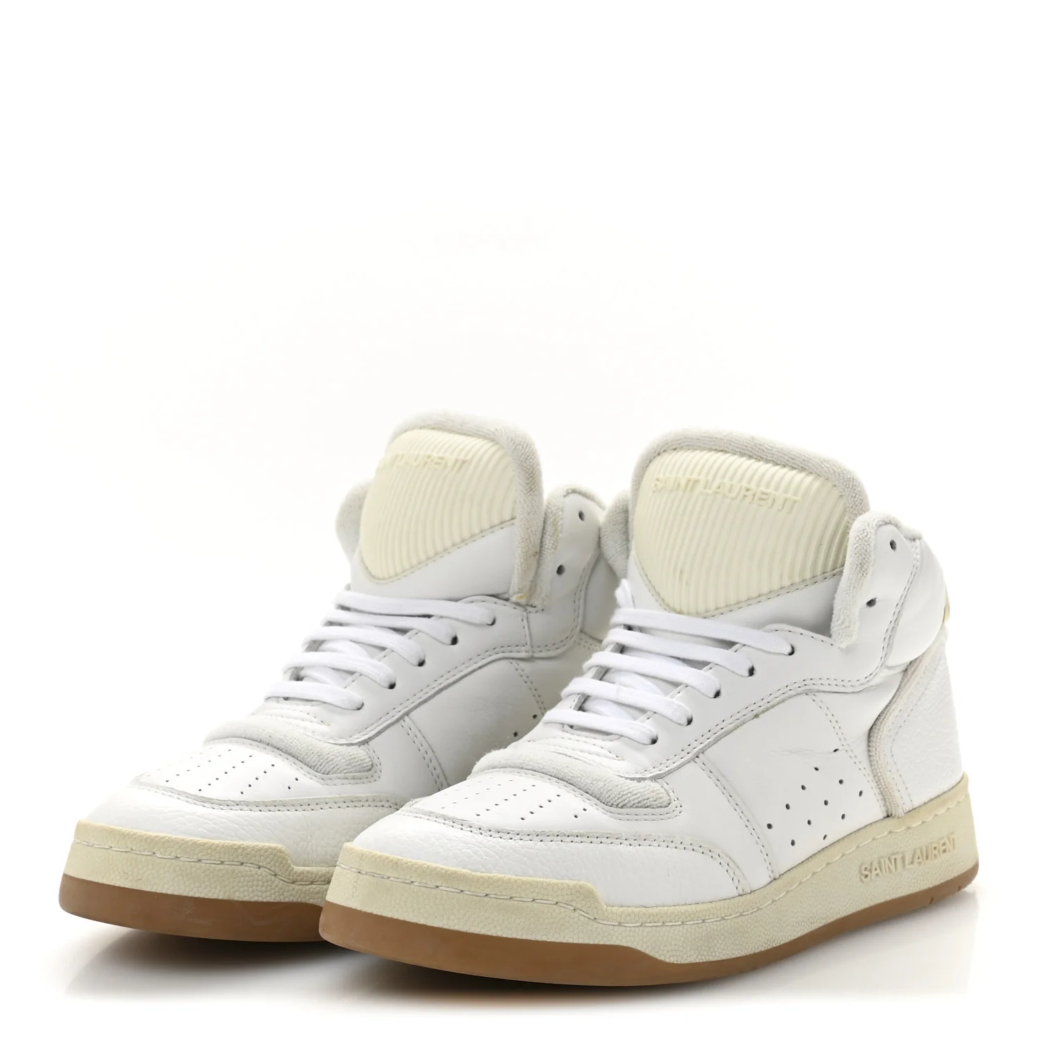 Calfskin Womens SL/80 Mid Top Sneakers 37.5 Optic White