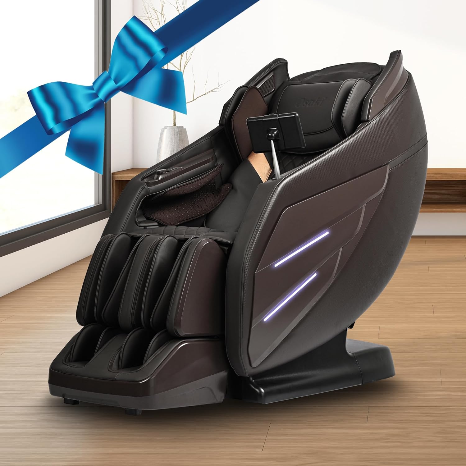 Osaki OS-3D Champ II | Brown Full Body Massage Chair | 3D SL-Track Massage | Zero Gravity | Lumbar Heating | Touchscreen Controller | Auto Body Scan | Bluetooth Speaker