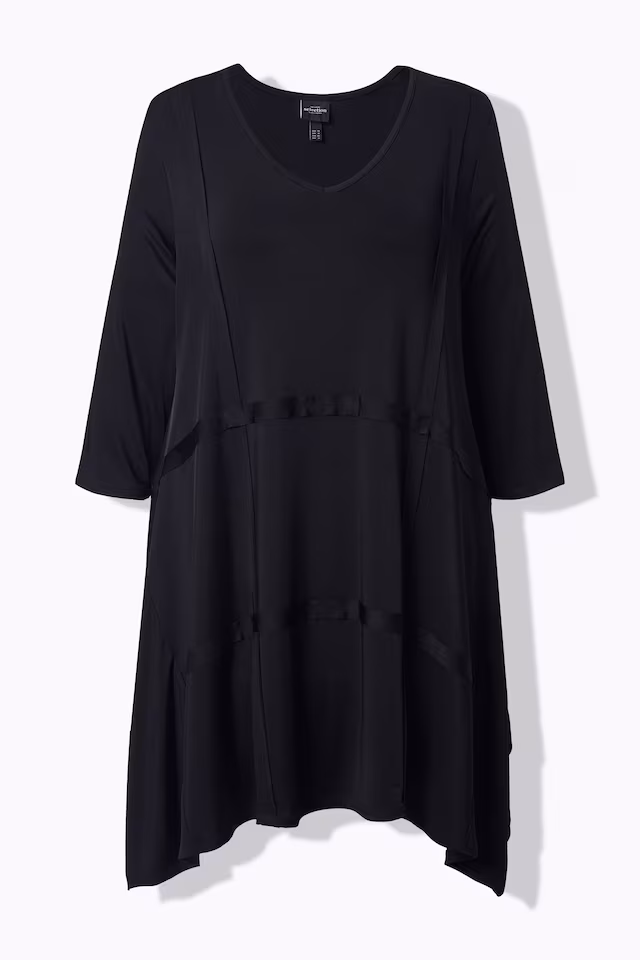 Pointed Hem 3/4 Sleeve Slinky Dress