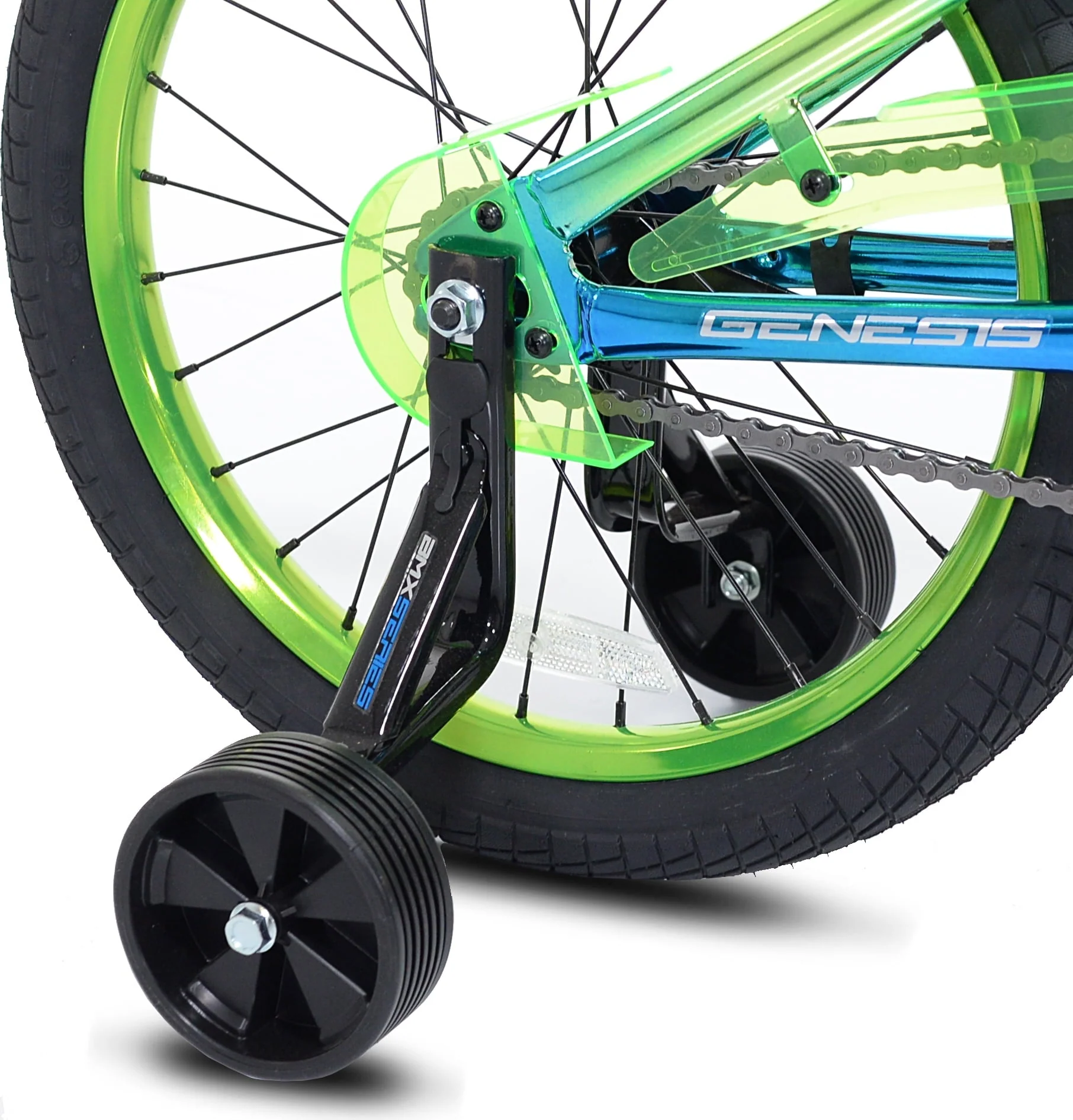 18" Glitch Boy's BMX Bike, Blue/Green - Image 4