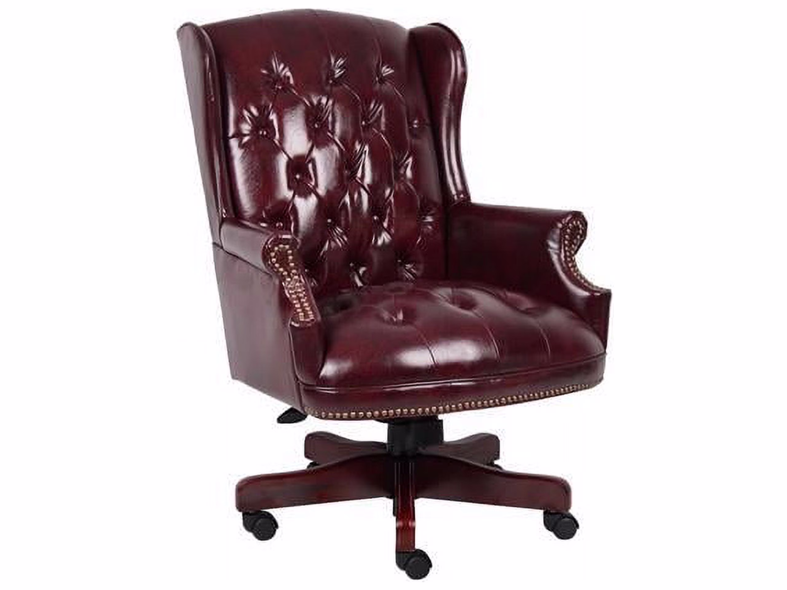 Traditional High Back Faux Leather Tufted Executive Chair, Oxblood(Oxblood)