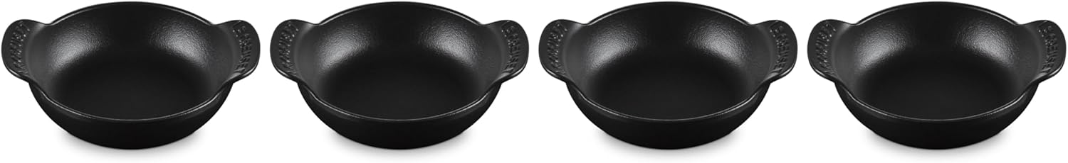 Le Creuset Enameled Cast Iron Gourmand Collection Set of 4 Mini Round Braiser,.3 qt., Matte Black