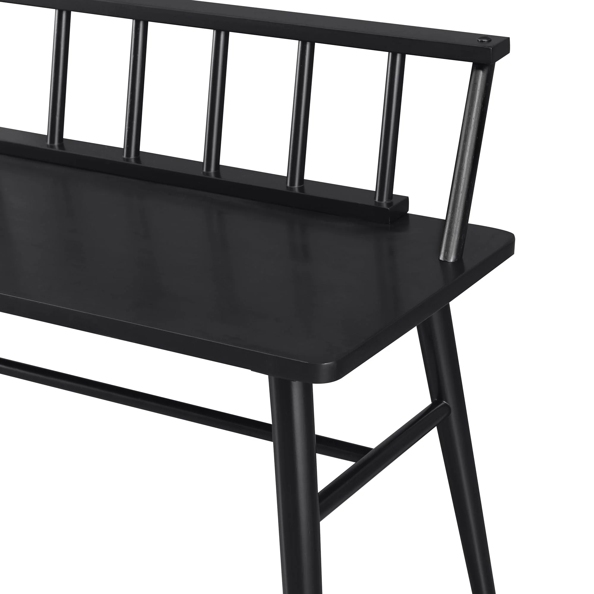 Walker Edison 47�?Contemporary Low Back Spindle Wood Bench, Black Image 7
