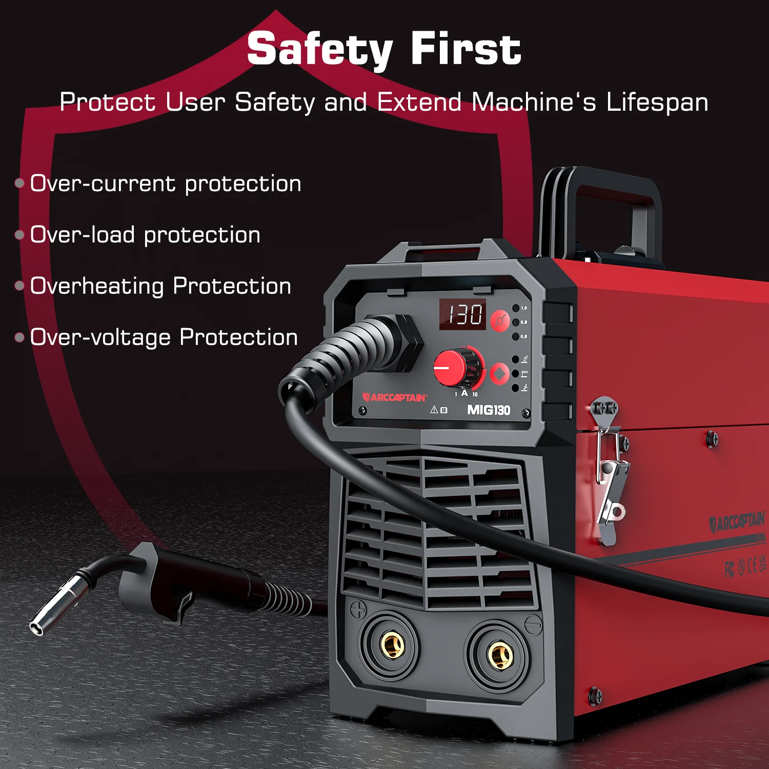 3 in 1 MIG Welder Machine, Synergetic 130A Flux Core Wire Feed Welder 110V, MMA/ MIG/ Lift TIG, Portable Welding Machine(MIG130 AC) Image 5