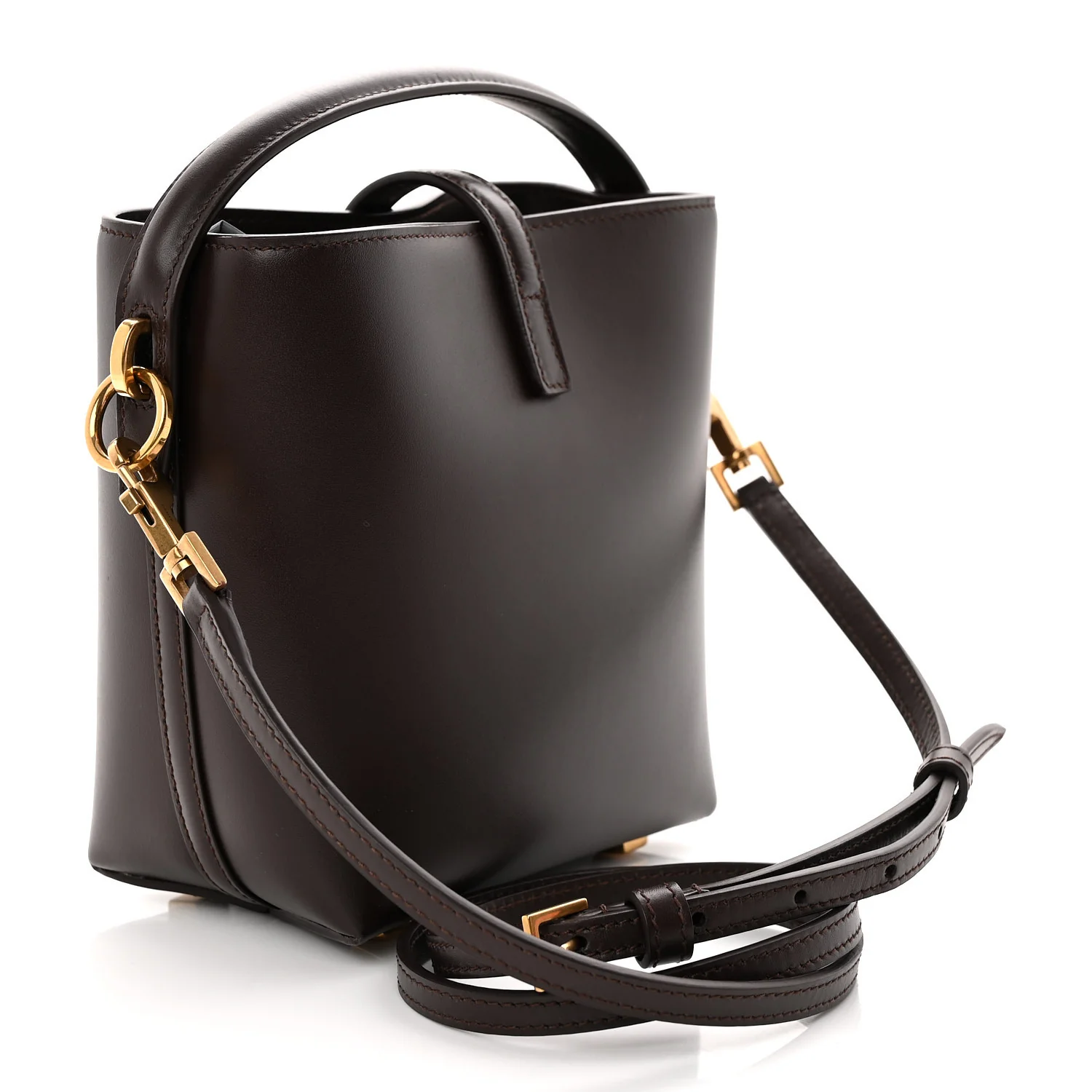 Shiny Calfskin Le 37 Mini Bucket Bag Dark Sweet Chocolate