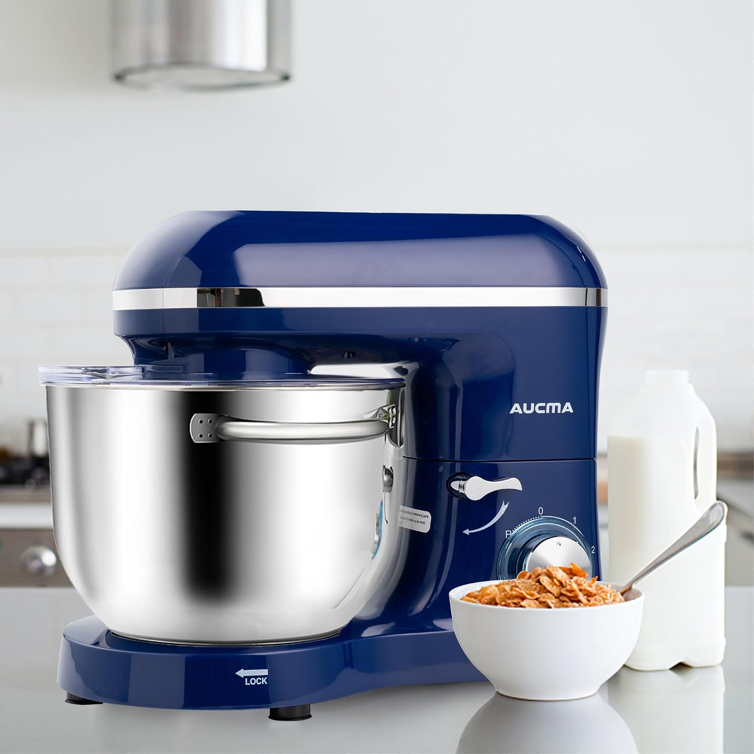 Aucma Stand Mixer, 6.5-QT 660W 6-Speed Tilt-Head Food Mixer, Kitchen Electric Mixer with Dough Hook, Wire Whip & Beater (Royal Blue, 6.5QT)