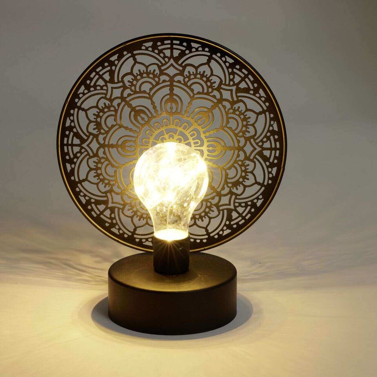 Lanterne LED rosace métal noir 18x10xH21,5cm