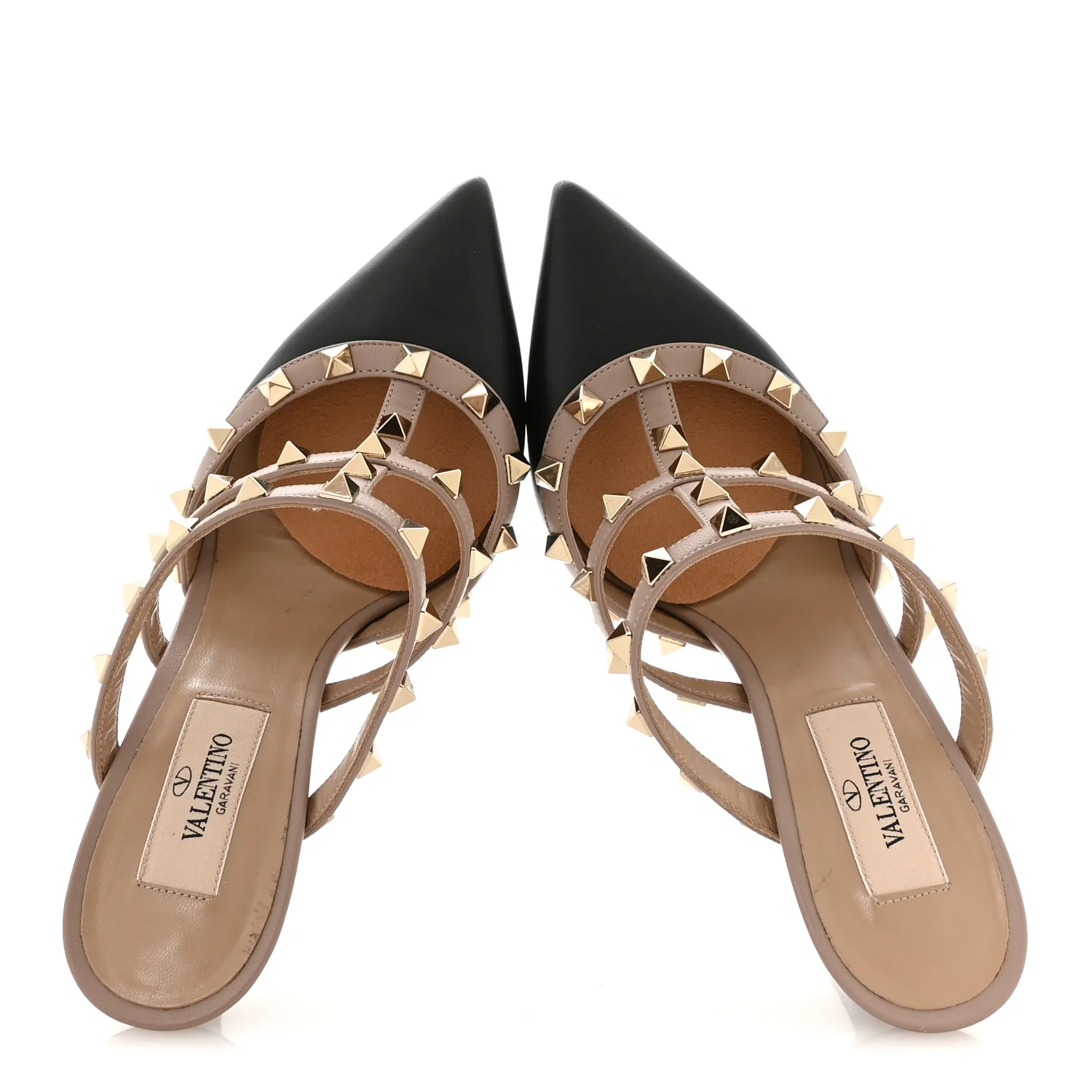 Nappa Rockstud 90mm Cage Mules 36 Black Poudre