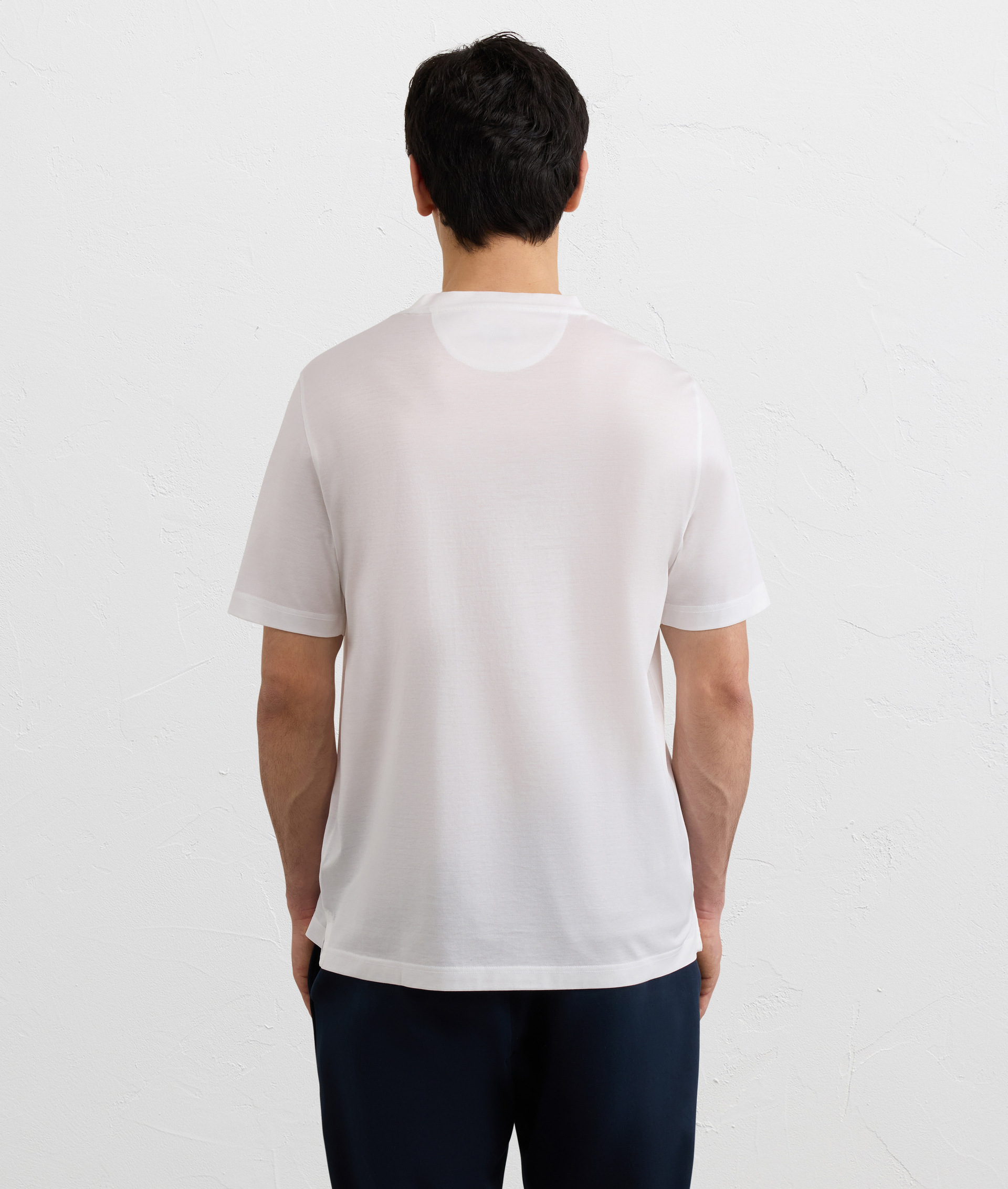 WHITE MERCERIZED COTTON JERSEY SHORT SLEEVED T SHIRT