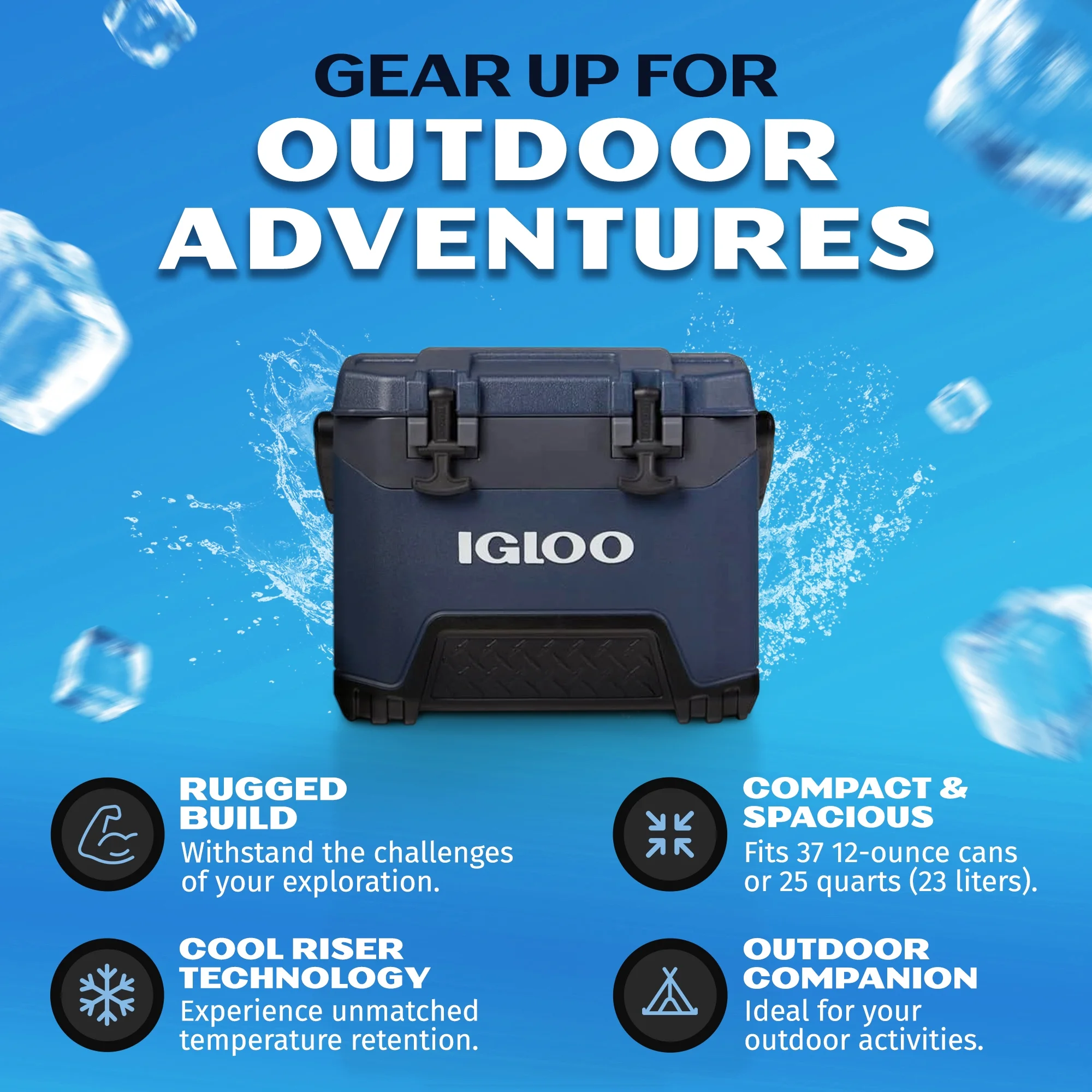 BMX 25 Quart Ice Chest Cooler with Cool Riser Technology, Rugged Blue(1) - Image 2