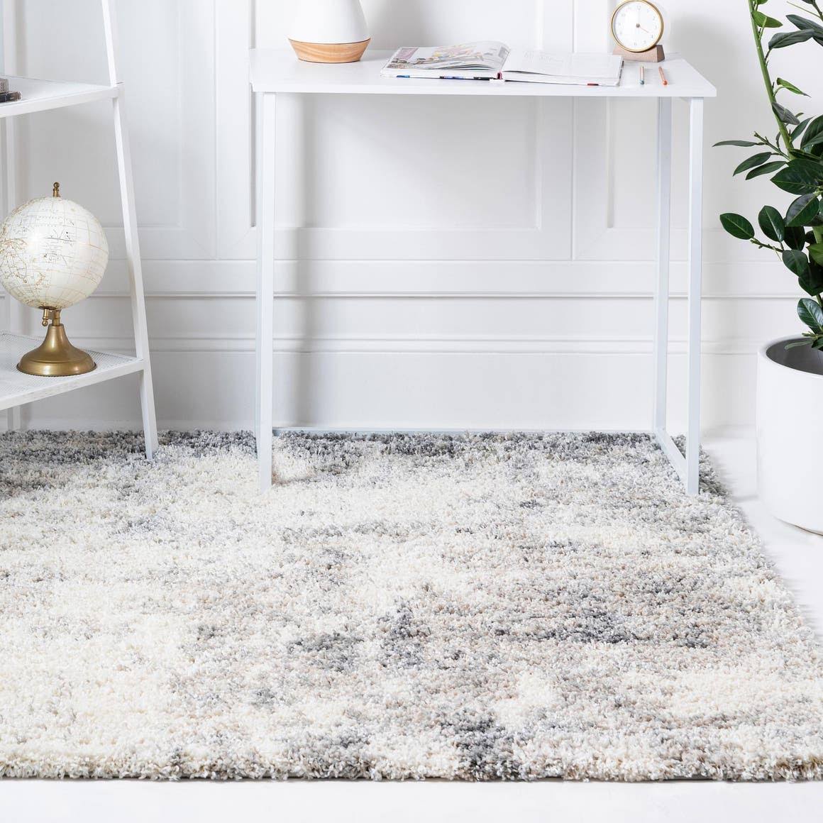 Soft Touch Shag 8 ft Square Gray Abstract Area Rug