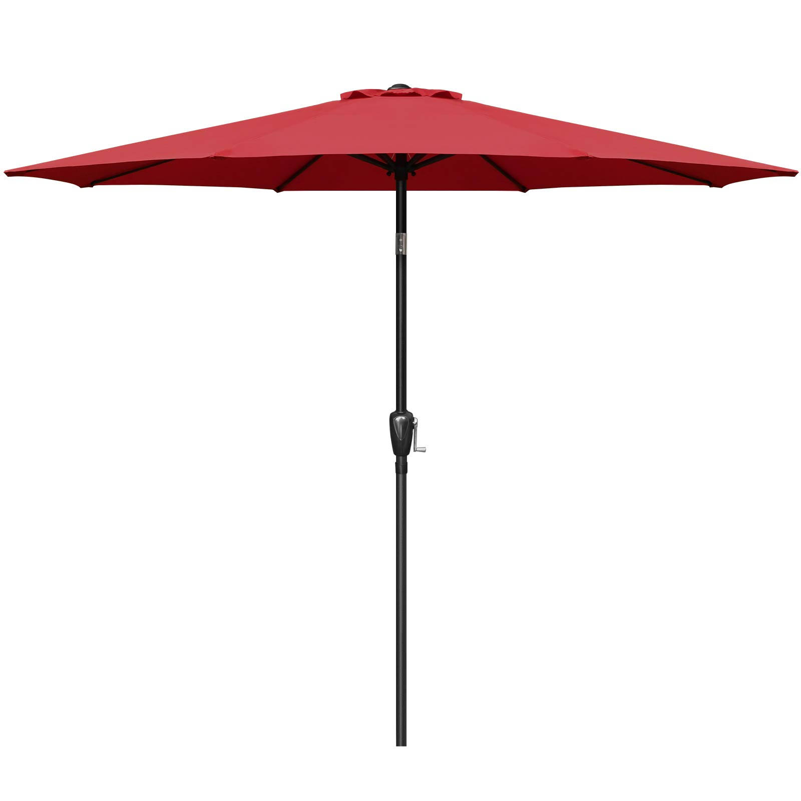Simple Deluxe 9ft Outdoor Market Table Patio Umbrella with Button Tilt and 8 Red