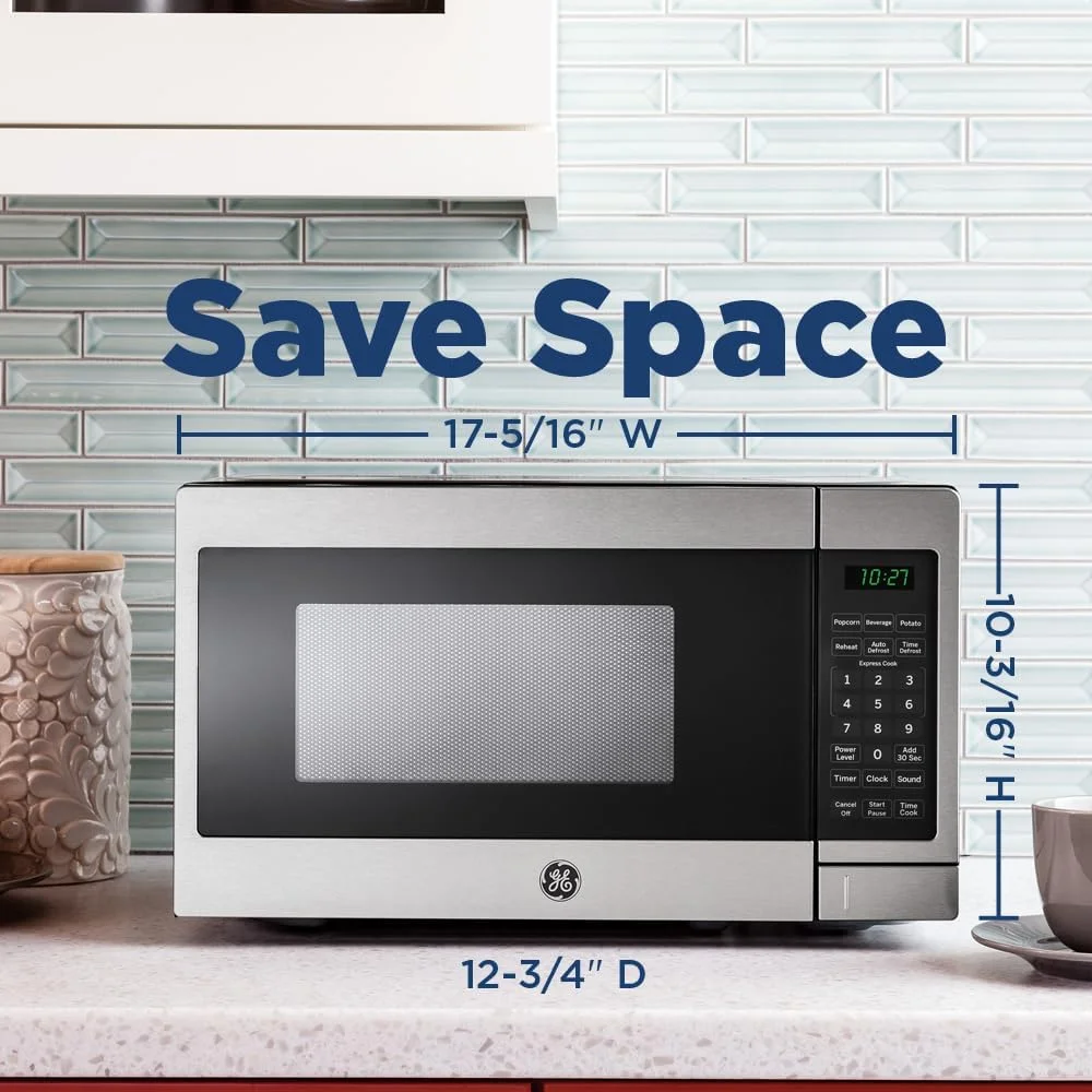 GE GCST07N1WSS Countertop Microwave Oven 700 - Watt Compact 0.7 cu ft Stainless Steel Bundle with 2 YR CPS Enhanced Protection Pack