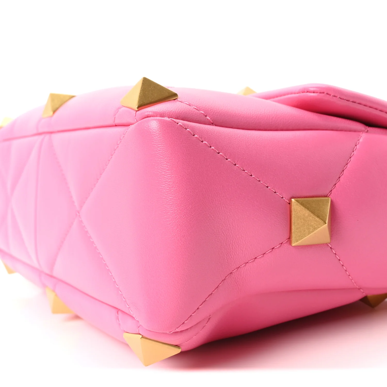 Nappa Large Roman Stud Shoulder Bag Feminine Pink