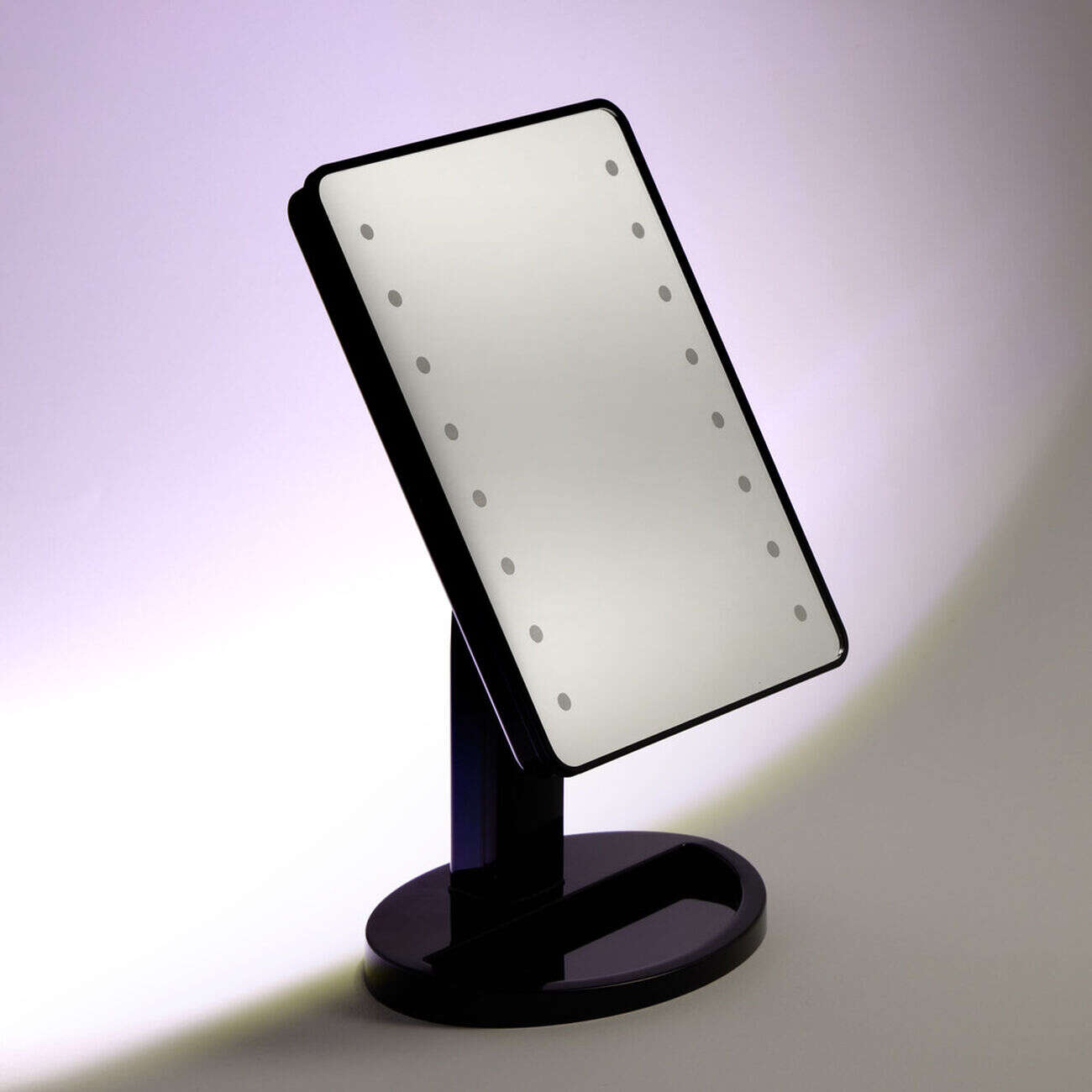 Miroir de maquillage à poser LED lumineux gris 17x12xH28,5cm