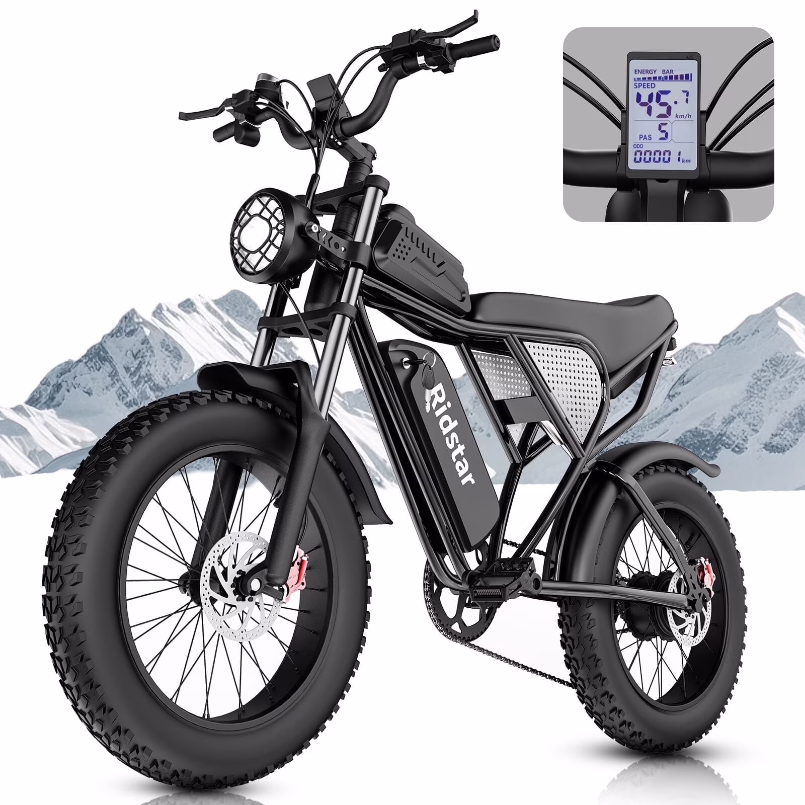 Electric Bike for Adults Q20,1200W 30MPH,48V 15.6Ah Electric Bicycle,7 Speed Full Suspension Mountain Bike UL2849(20''-1200W 48V15.6AH-30MPH) - Image 3