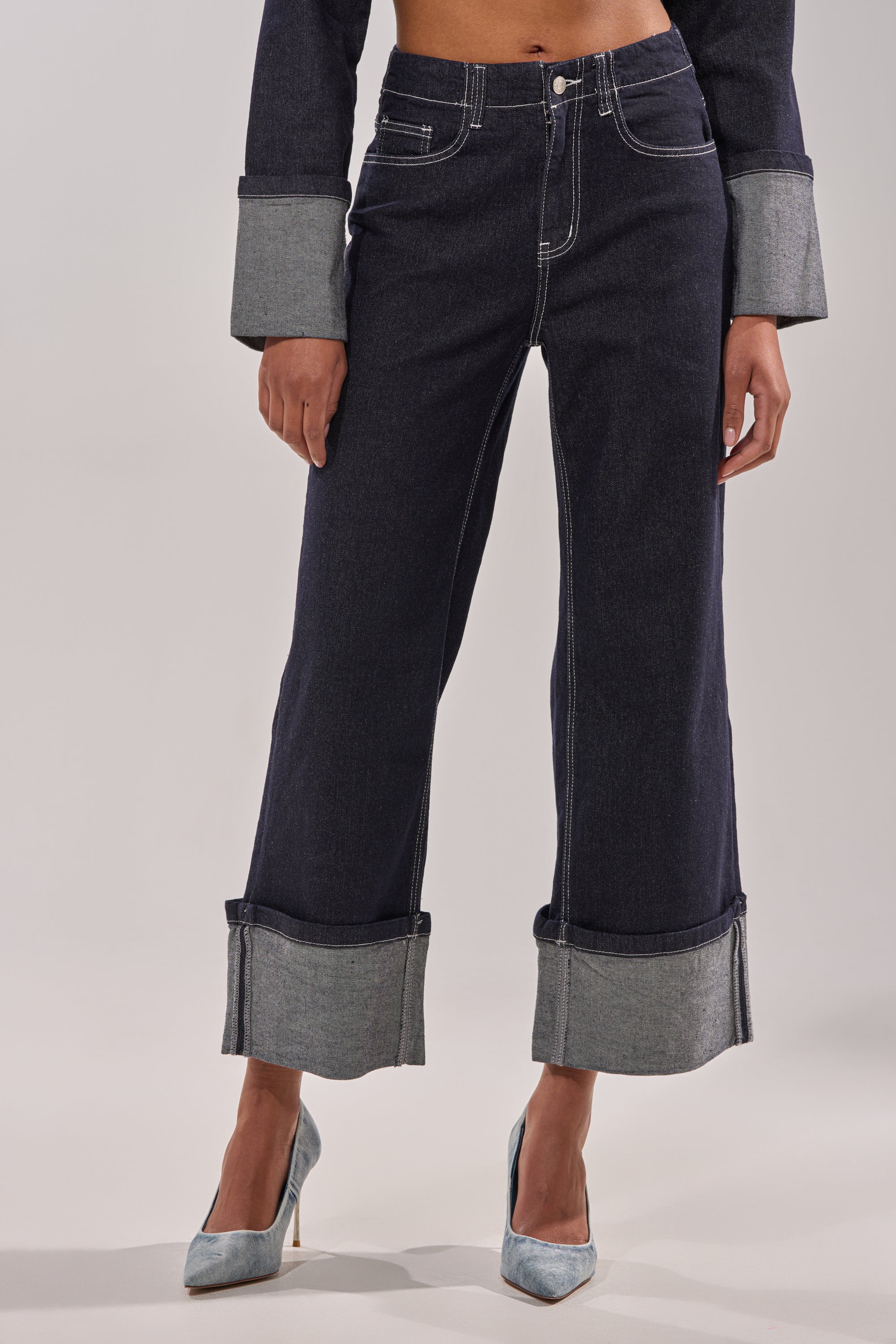 DON'T TALK TO ME WIDE LEG DENIM JEANS - Akira Store