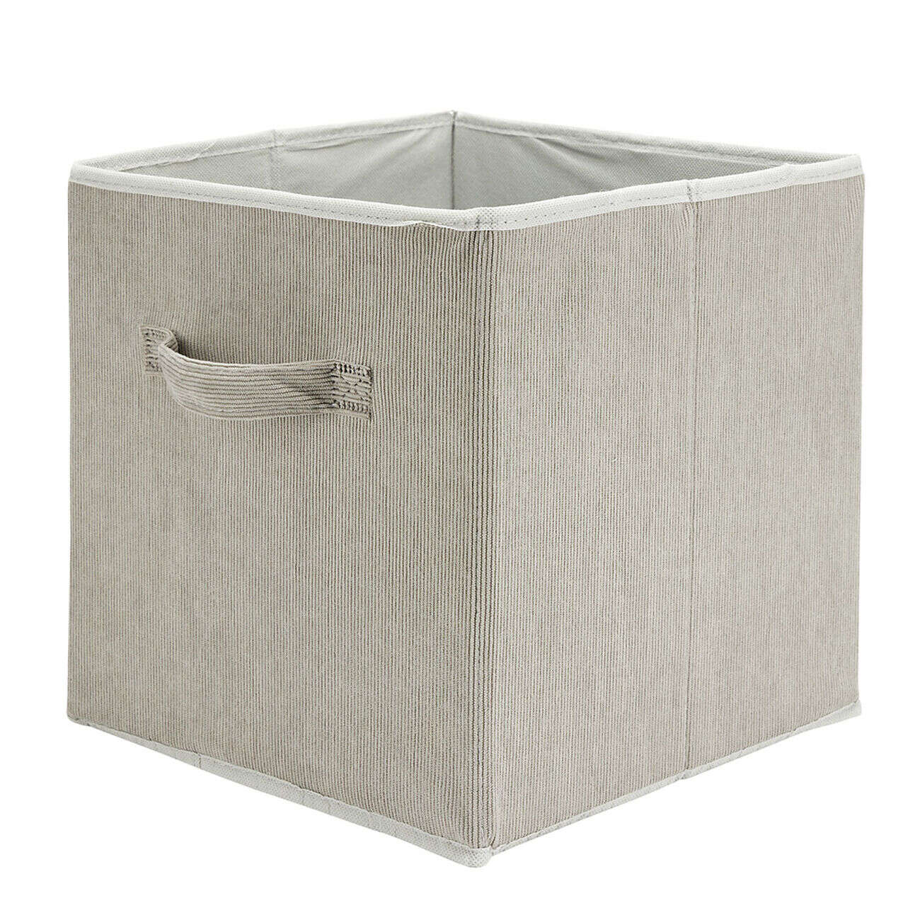 Panière de rangement pliable tissu côtelé gris 27x27xH27cm