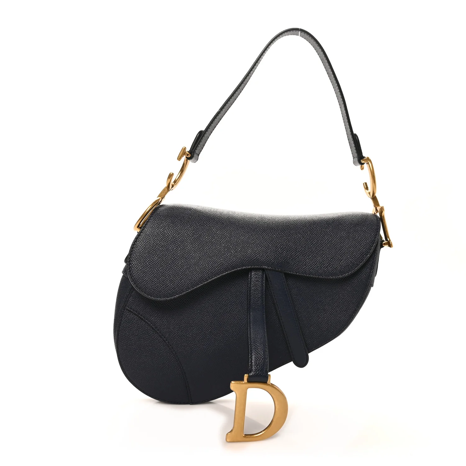 Grained Calfskin Saddle Bag Navy
